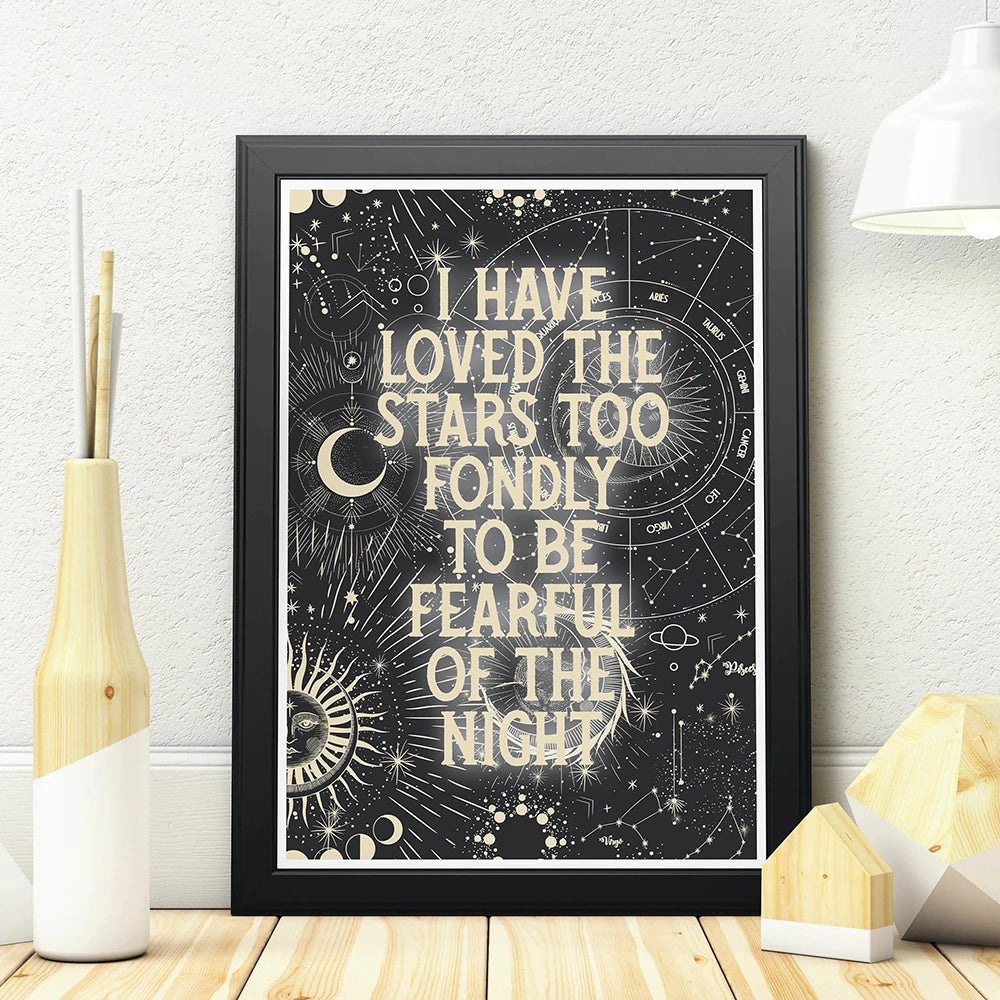 Celestial Astrology Poster Mystical Art Print Sun Moon Stars Canvas Painting Empowement Quote Modern Wall Picture Bedroom Decor