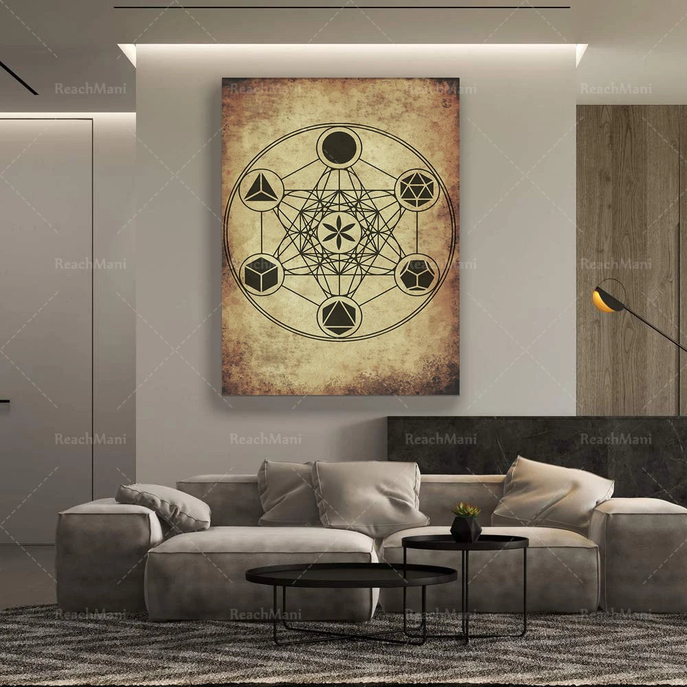 Metatrons Cube Print, Occult Wall Art Decor, Pagan Wicca Poster, Prayer Decor , Witchcraft Print Art