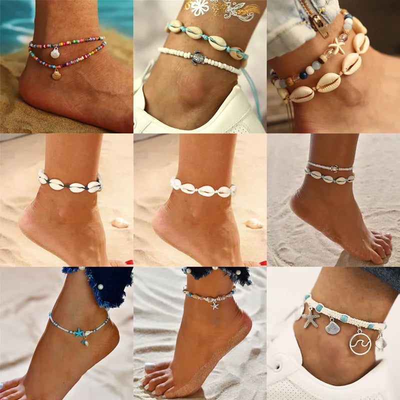 New Beads Starfish Anklets For Women Beach Anklet Leg Bracelet Handmade Bohemian Foot Chain Boho Summer Beach Jewelry