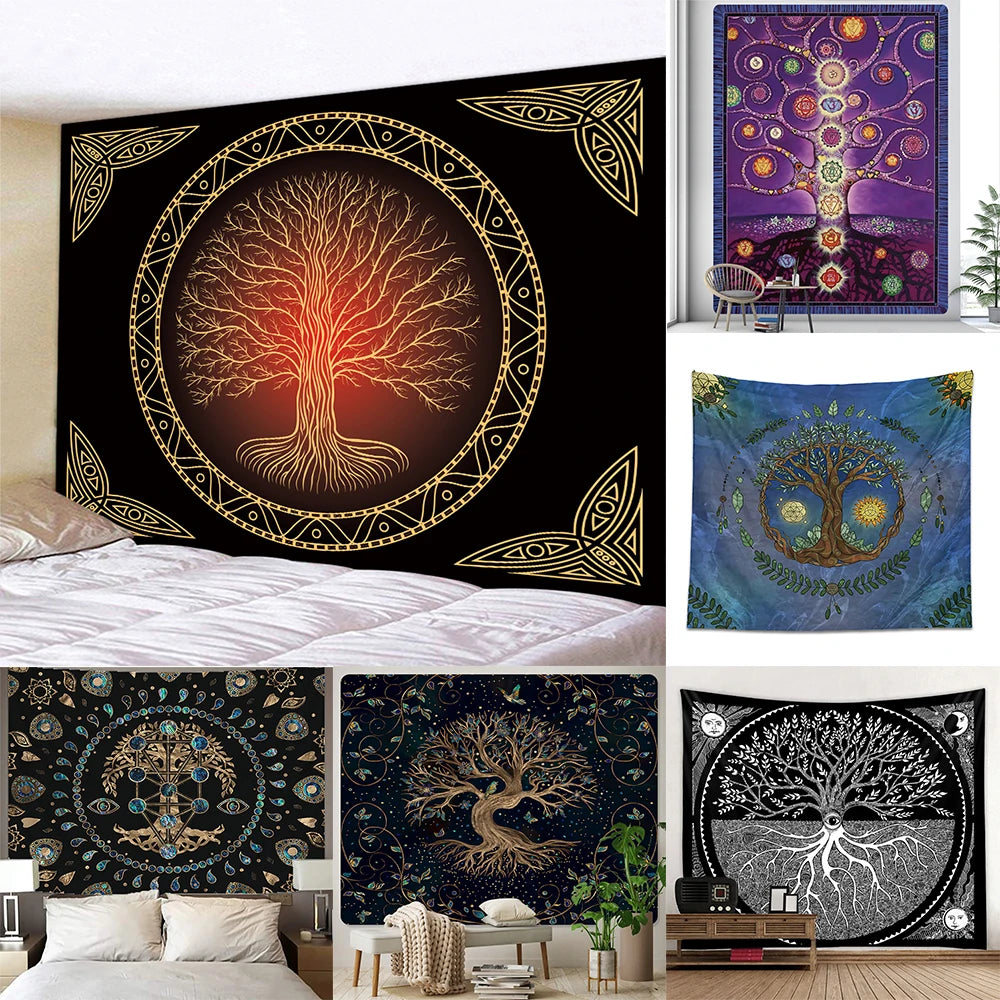 Home Decor Mandala Tarot Oracle Witchcraft Boho Sun Moon Tree of Life Tapestry Altar Tablecloth Wall Hanging tapiz
