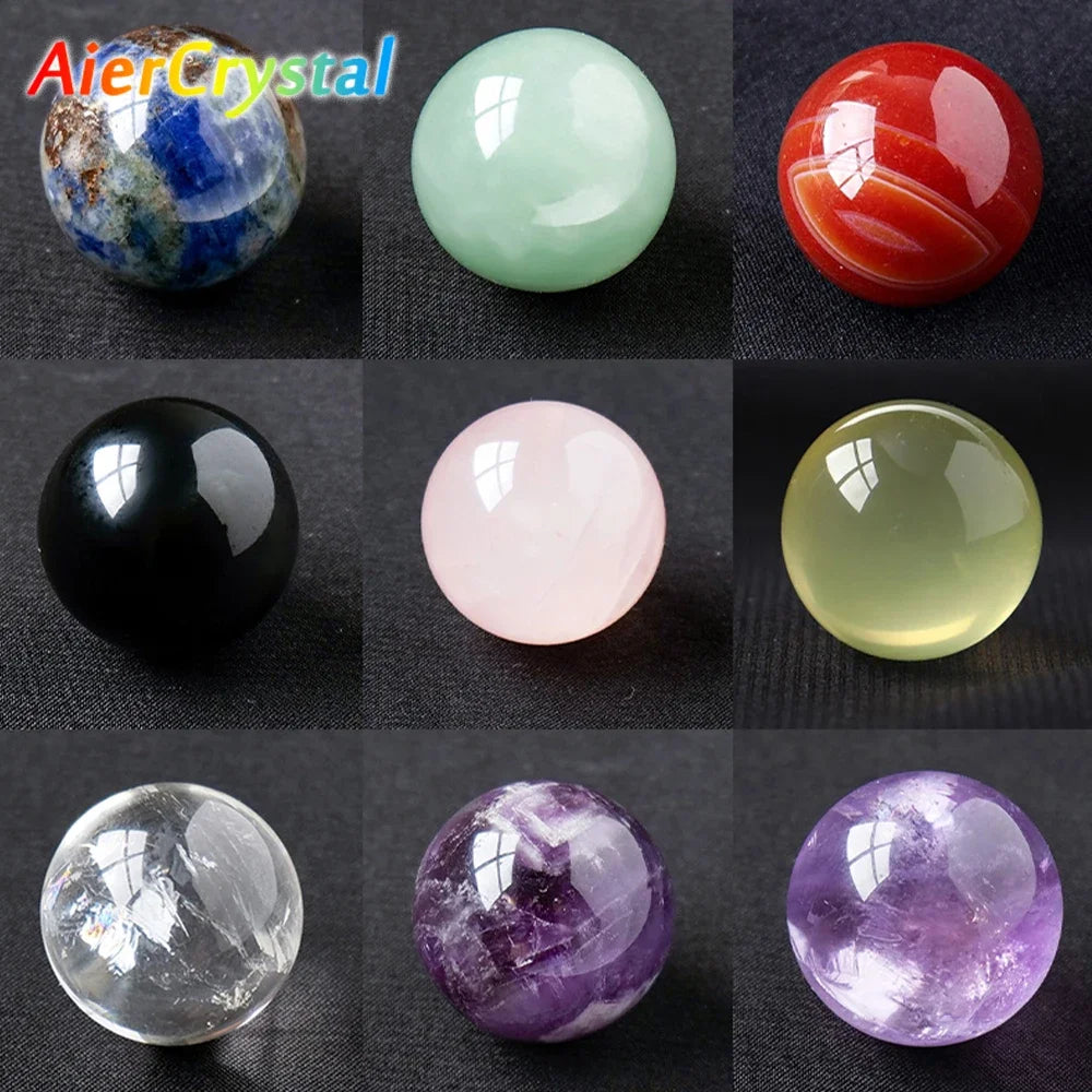 16mm Natural Crystal Ball Rose Quartz Sphere Polished Reiki Healing Lazuli Amethyst Chakras Stone Desk Home Decor Crystal Ball