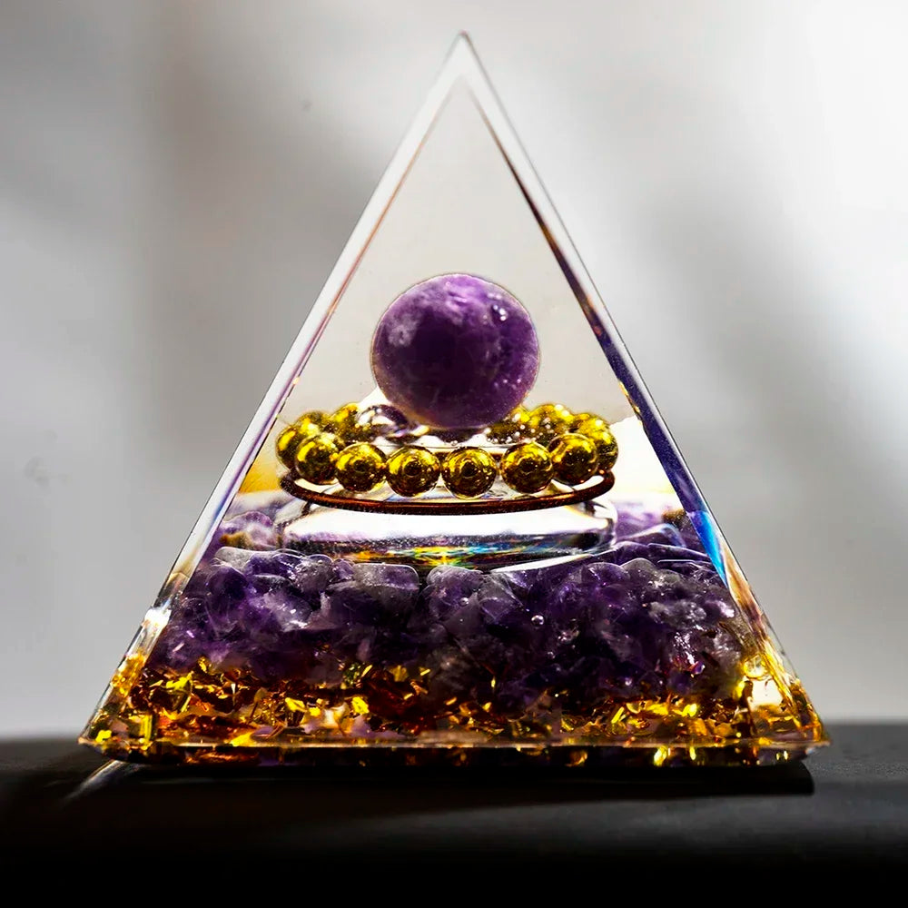 Energy Generator Orgone Pyramid Tree of Life Peridot Healing Natural Crystal Reiki Chakra Generator Orgonite Pyramid Meditation