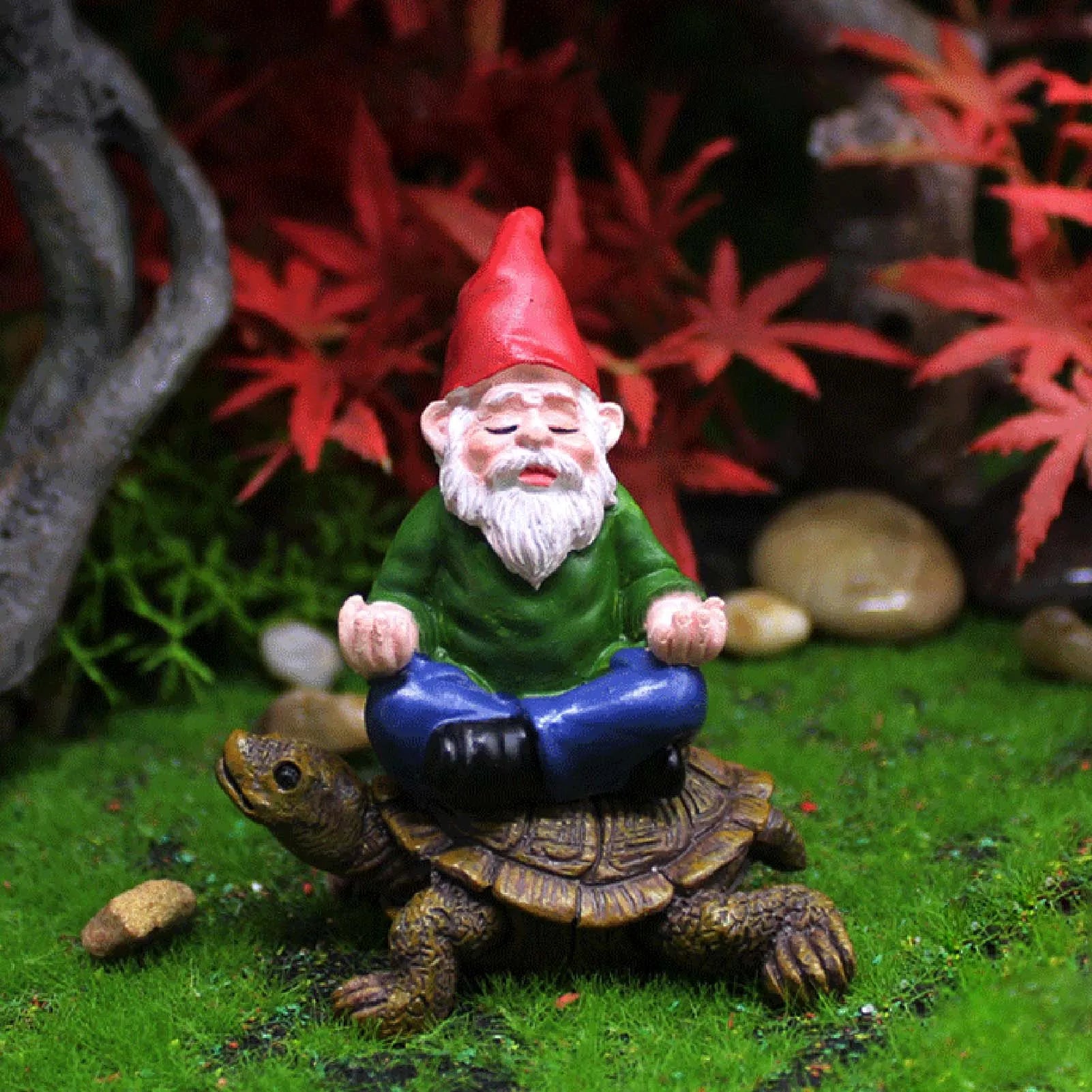 Creative Garden Gnome Statue Decorations Hand Painted Lawn Decoration Riding Turtle Landscape Home Courtyard Garden Decoration