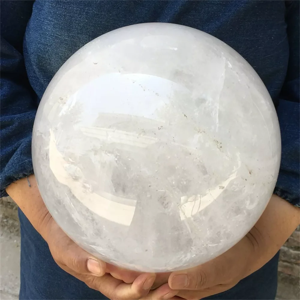 Huge Magical Natural White Quartz Ball, White Crystal Ball, Mineral Reiki Healing Stone Degaussing Decorative Meditation Gem