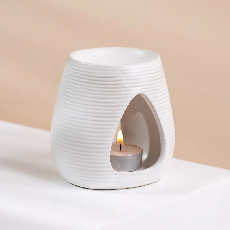 Black Candle Heating Essential Oil Lamp Home Fragrance Incense Burners Ceramic White REED DIFFUSER Incense Censer for Home Decor