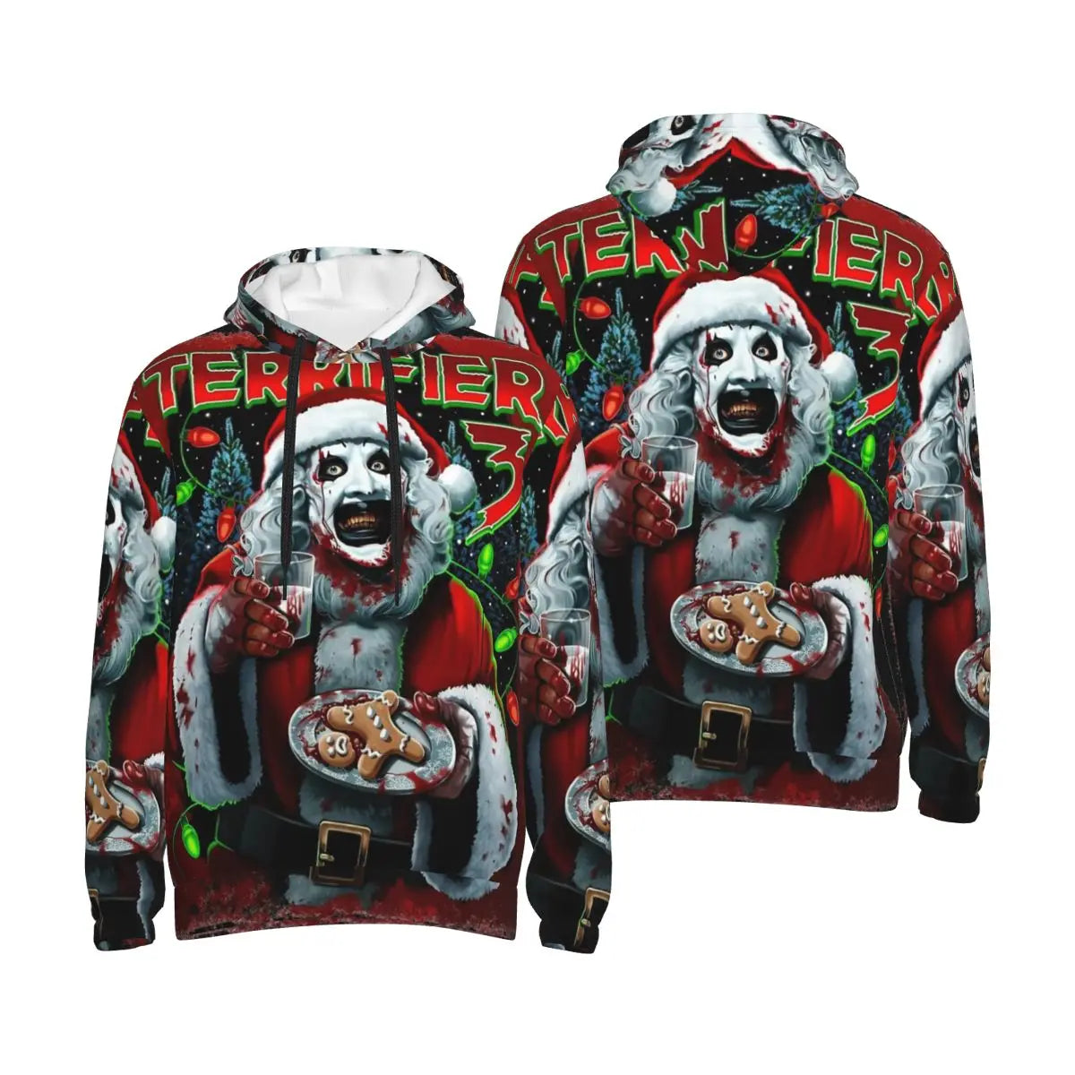 Terrifier 3 Christmas Hoodies Horror Movie 3D Print Men Hooded Sweatshirts Harajuku Tracksuits Pullovers Tops Coat Male Clothing