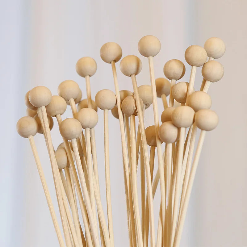10pcs Natural Wood Ball Aroma Reed Diffuser Sticks Fragrance Diffuser Aromatherapy Rattan Reed Stick DIY Home Decoration
