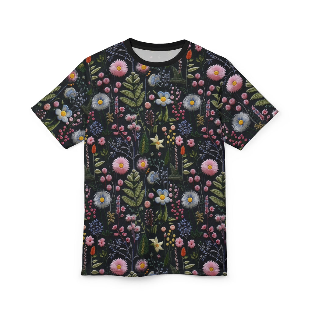 T-shirt with floral pattern on a white background