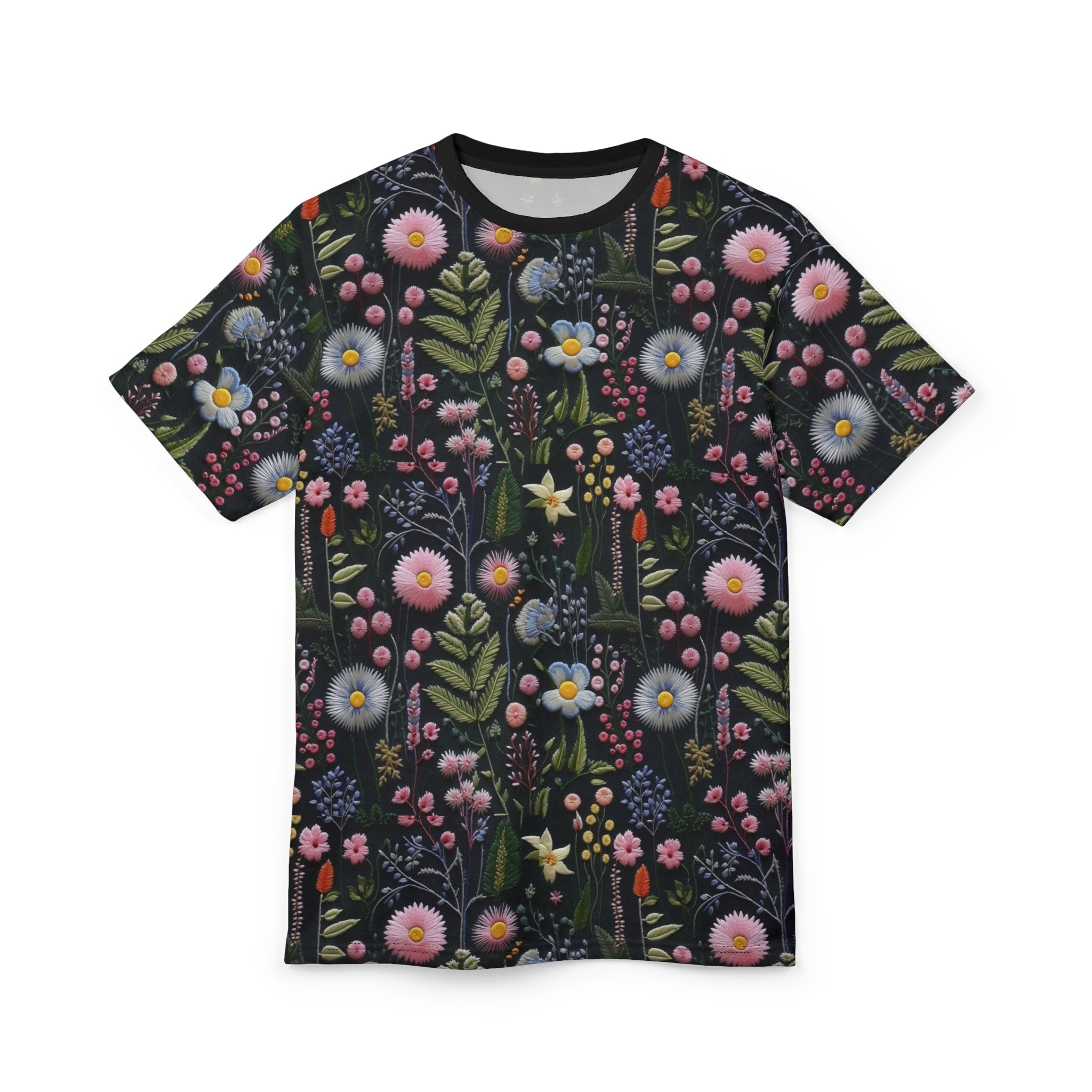 T-shirt with floral pattern on a white background