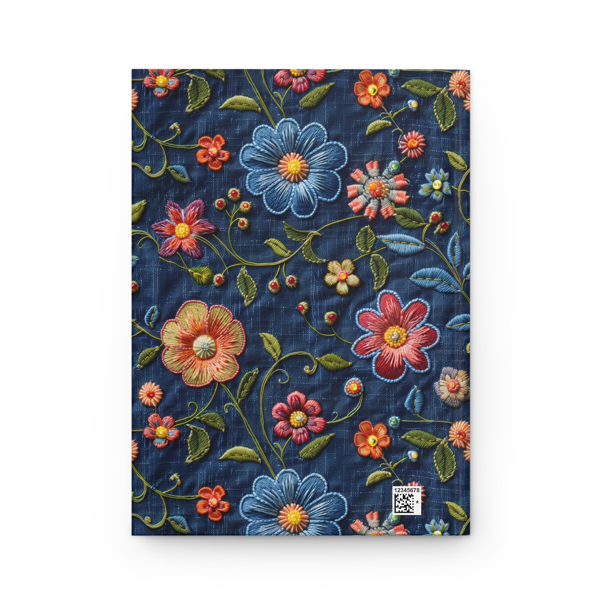 Floral embroidered fabric on a blue background