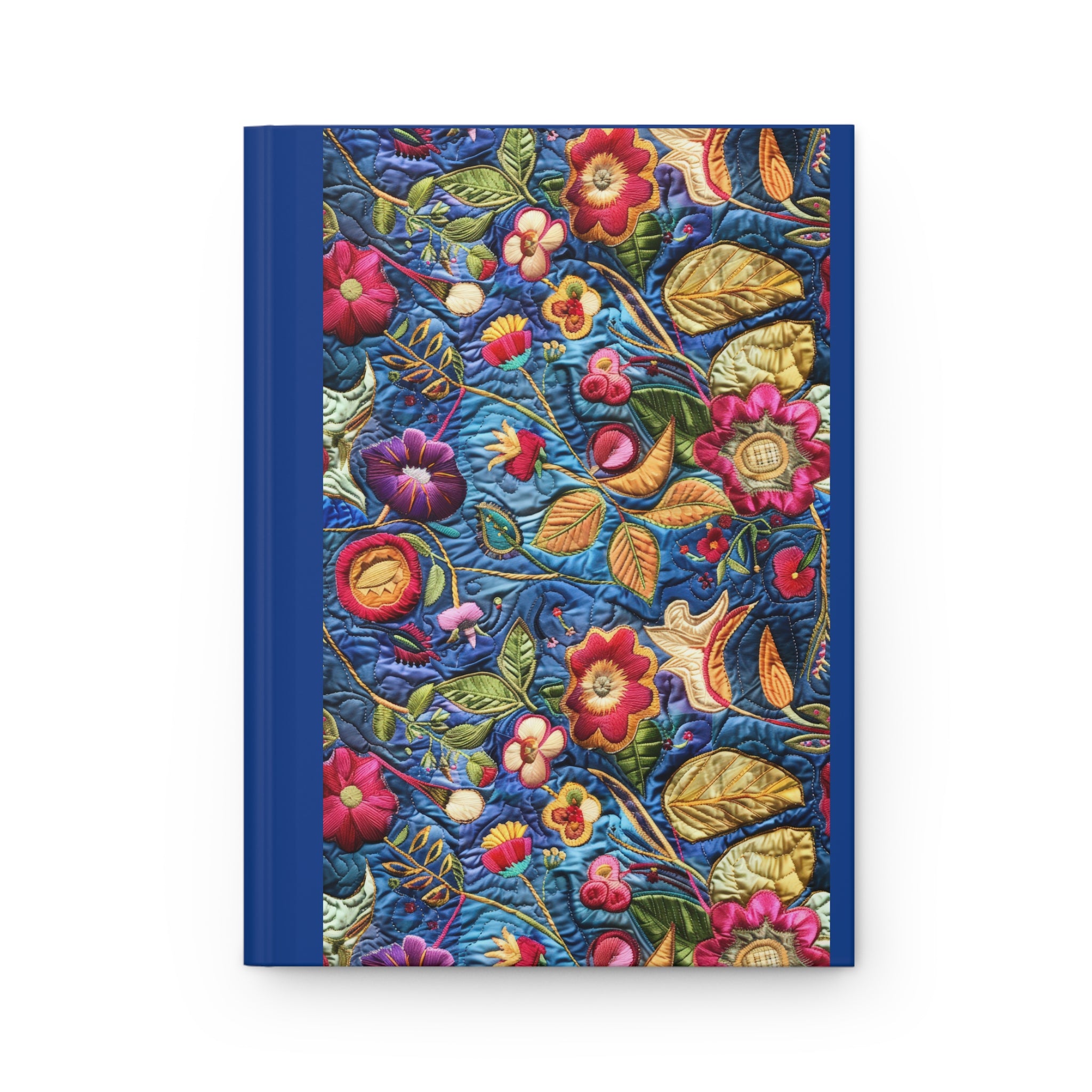 Floral Embossed Hardcover Journal — Vivid Blue Botanical Notebook