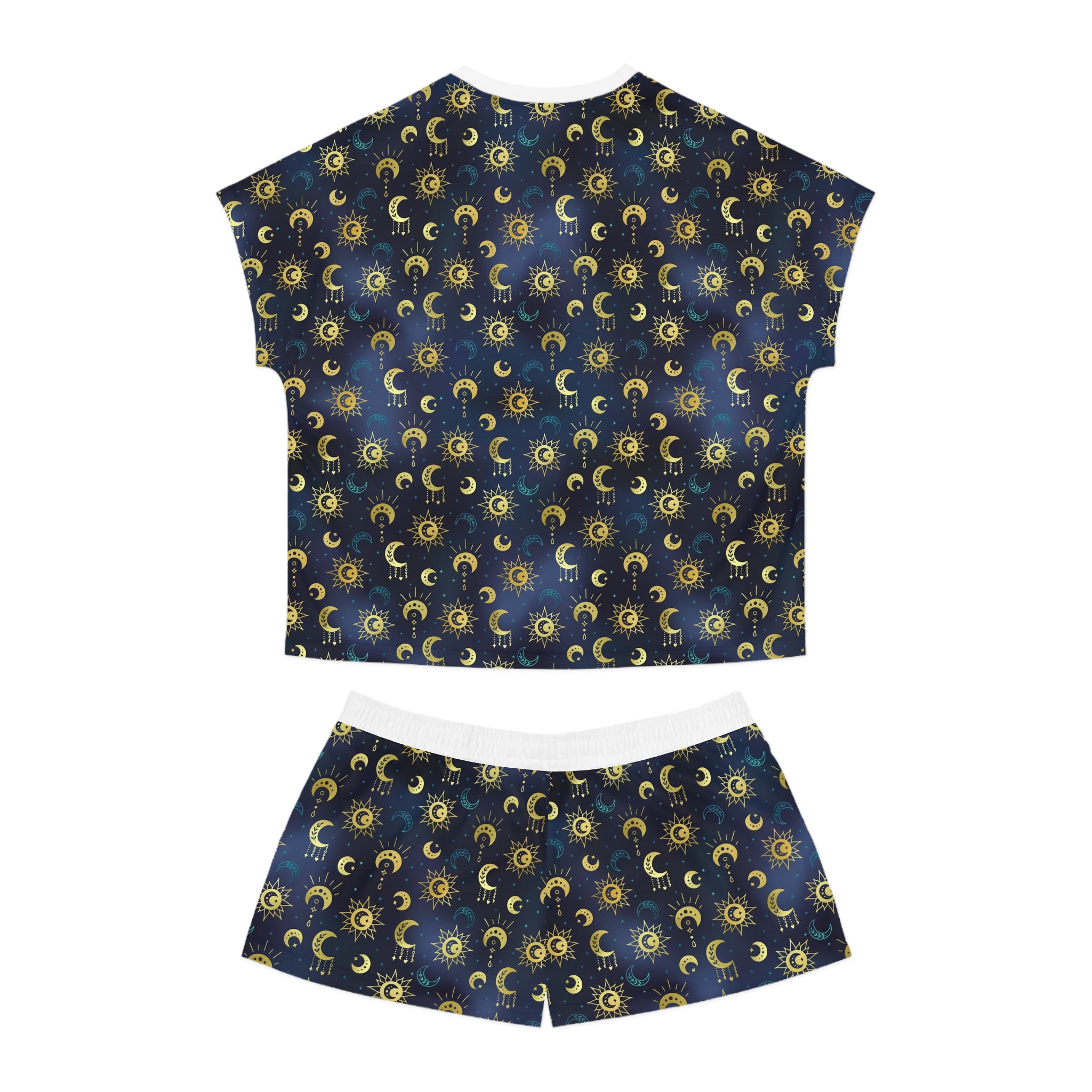 Bohemian Moon Women's Short Pajama Set — Night Sky Floral Sleepwear