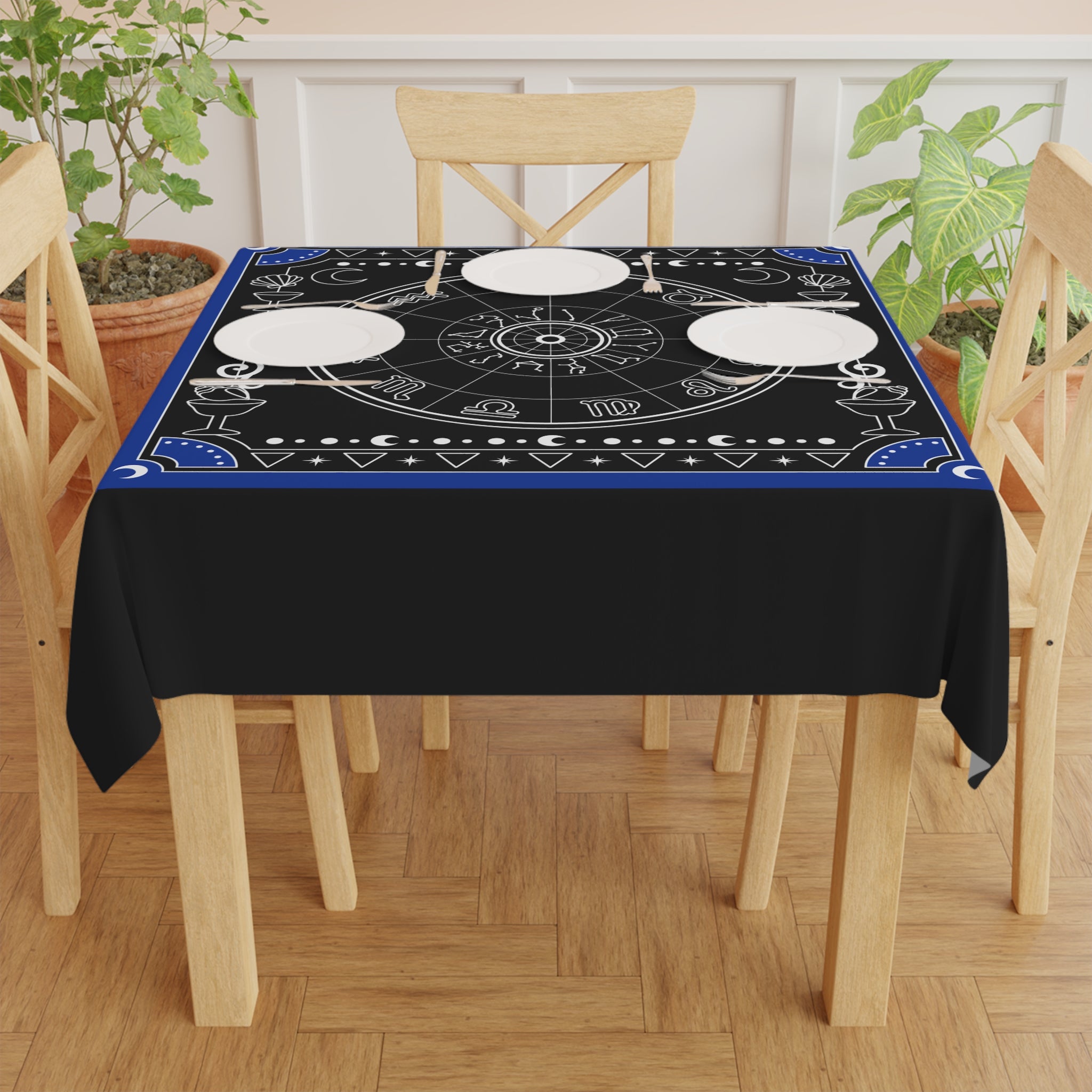 Decorative bandana with astrological symbols on a black background