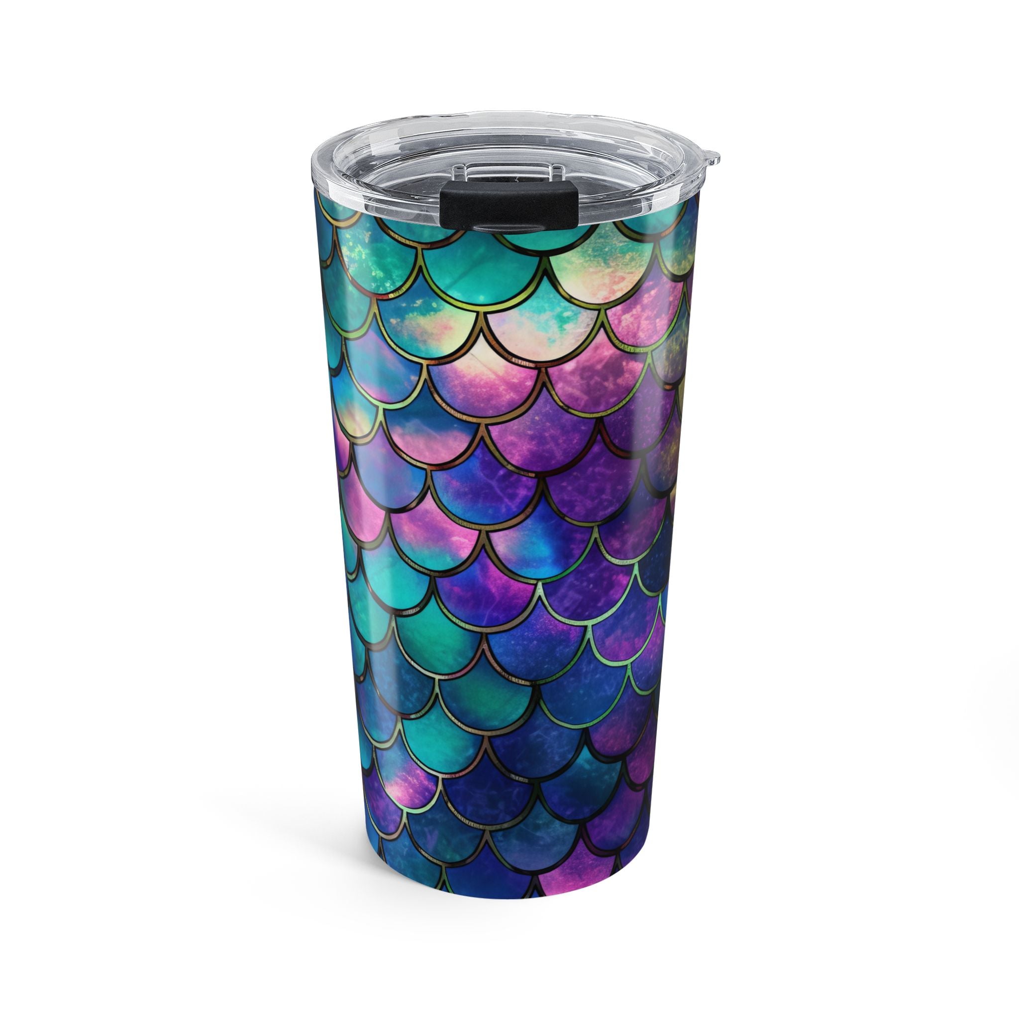 Tumbler with mermaid scale pattern