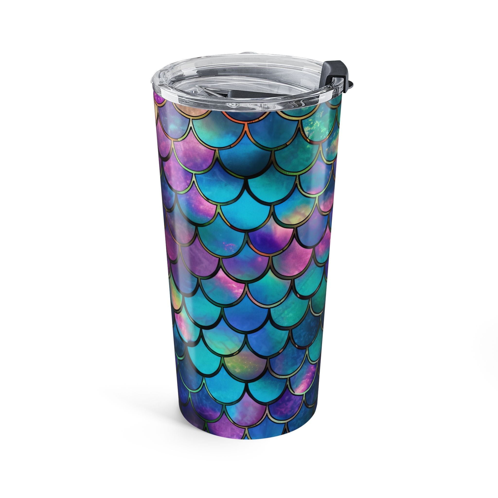 Tumbler with mermaid scale pattern