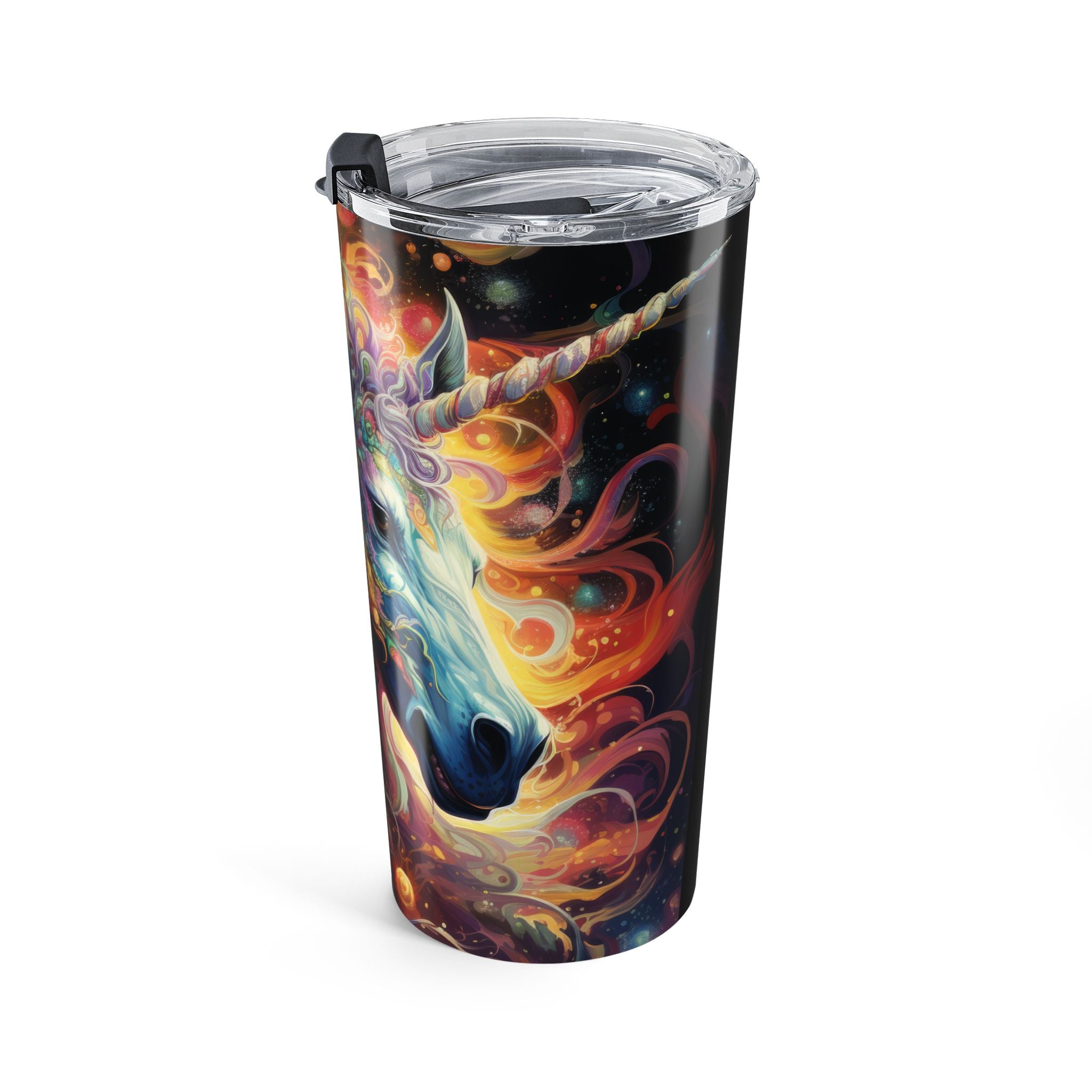 Colorful tumbler with a unicorn design 