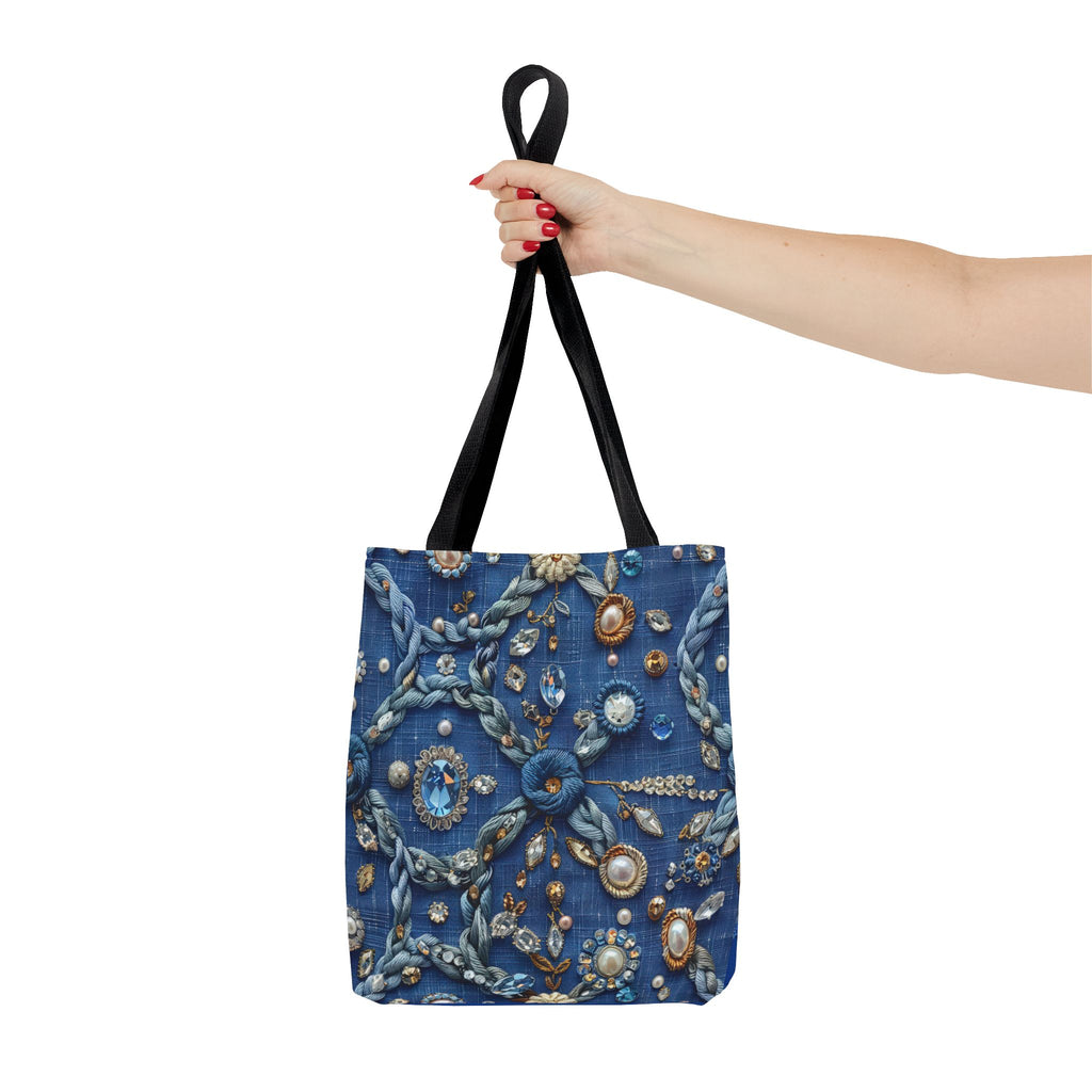 Bohemian Embellished Pattern Tote Bag | Ornate Pearl & Gem Print