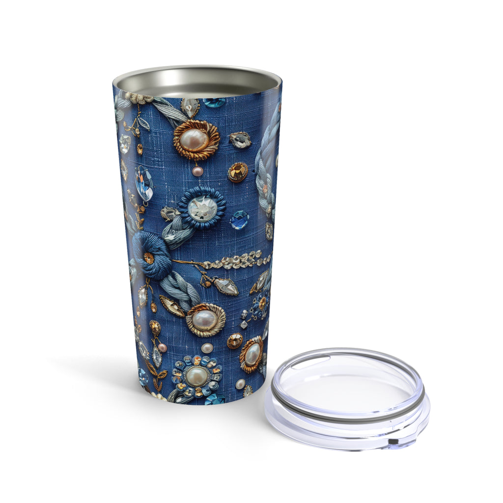 20oz Blue Jewel-Embellished Tumbler
