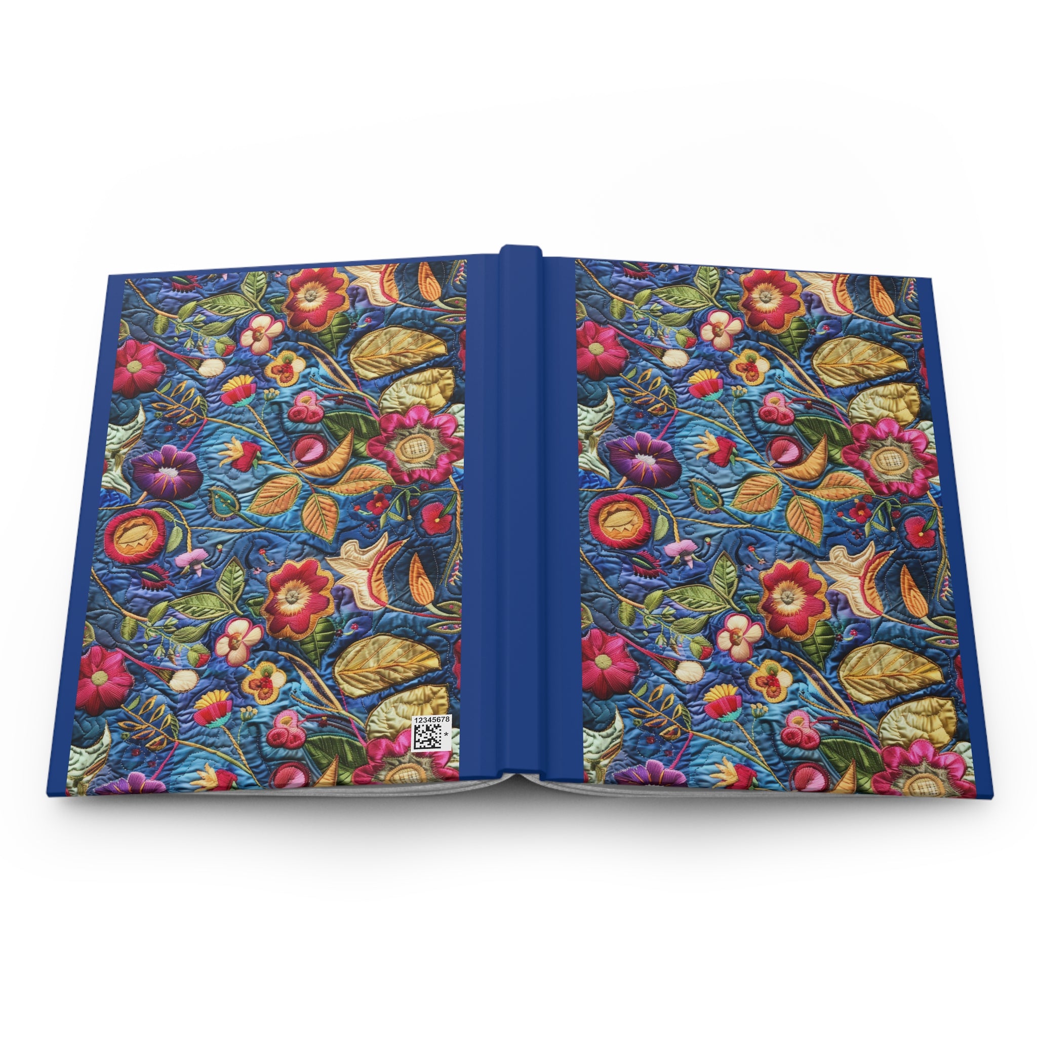 Open book with floral pattern on a white background