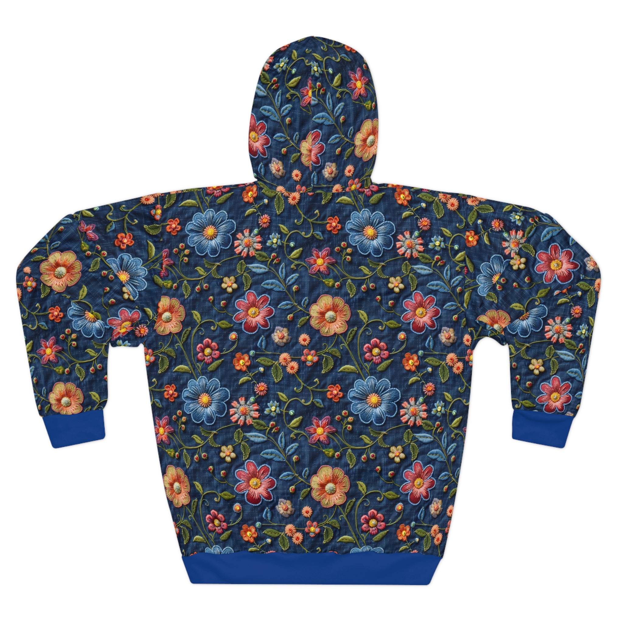 Floral-patterned hoodie on a white background