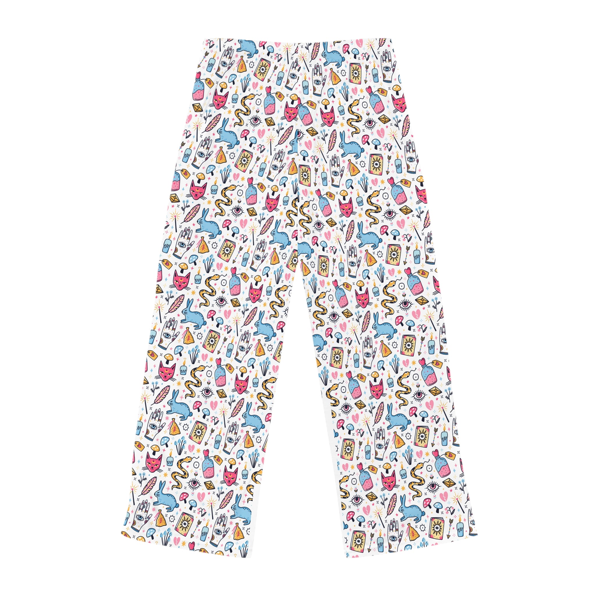 Bunny Magic Women’s Pajama Pants — Cute Cozy All-Over Print Sleep Lounge Pants (Whimsical Doodle Pattern)