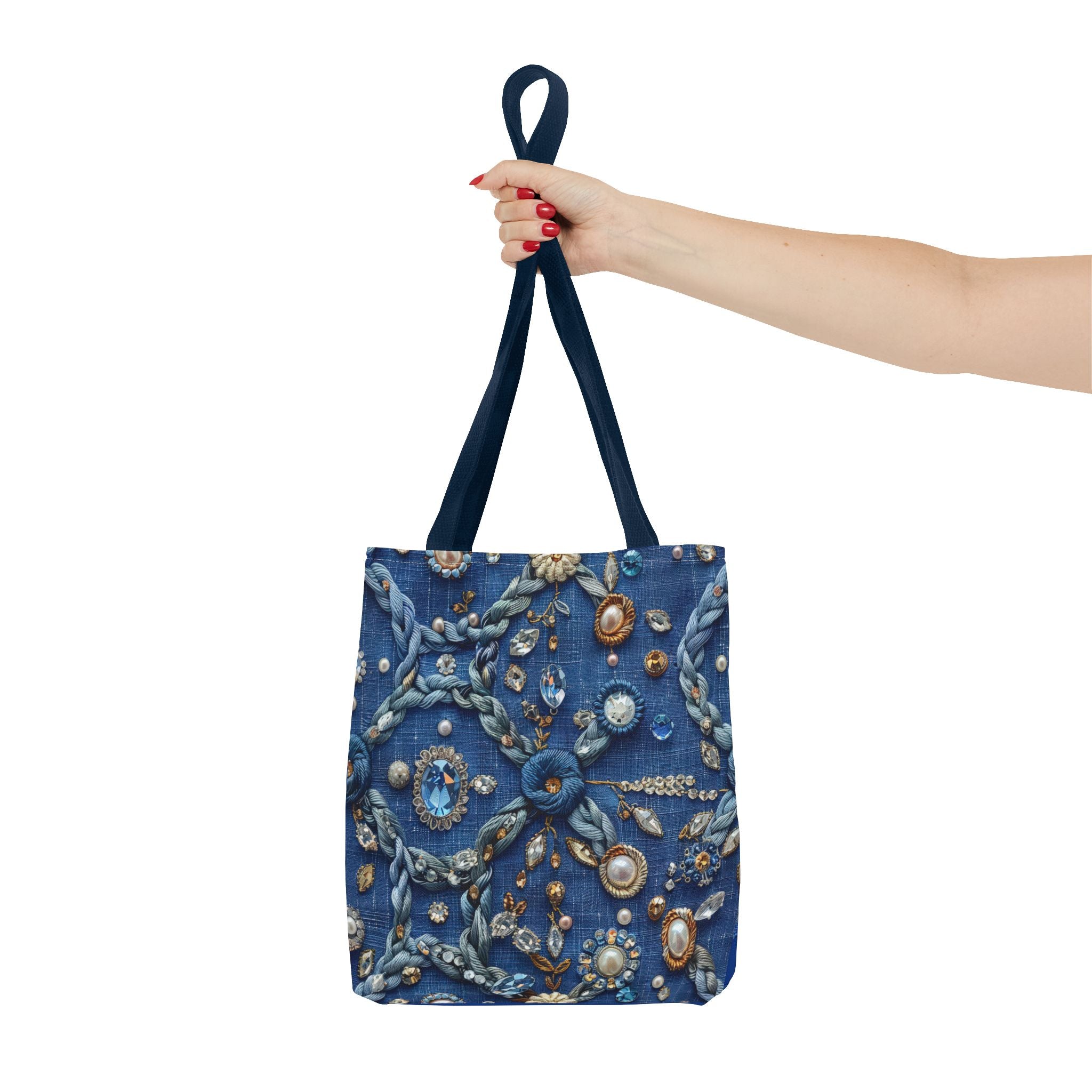 Bohemian Embellished Pattern Tote Bag | Ornate Pearl & Gem Print