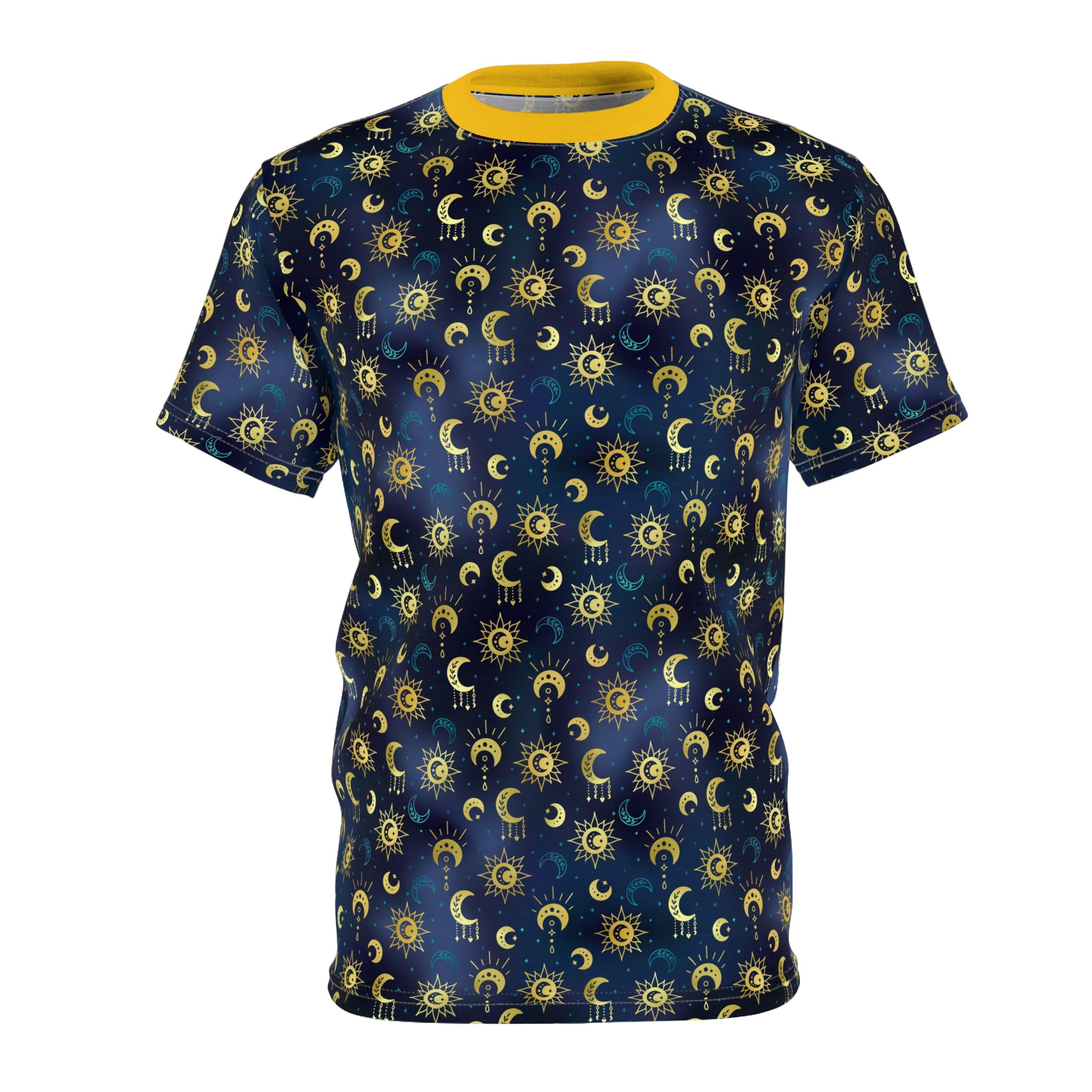 T-shirt with celestial pattern on a navy background