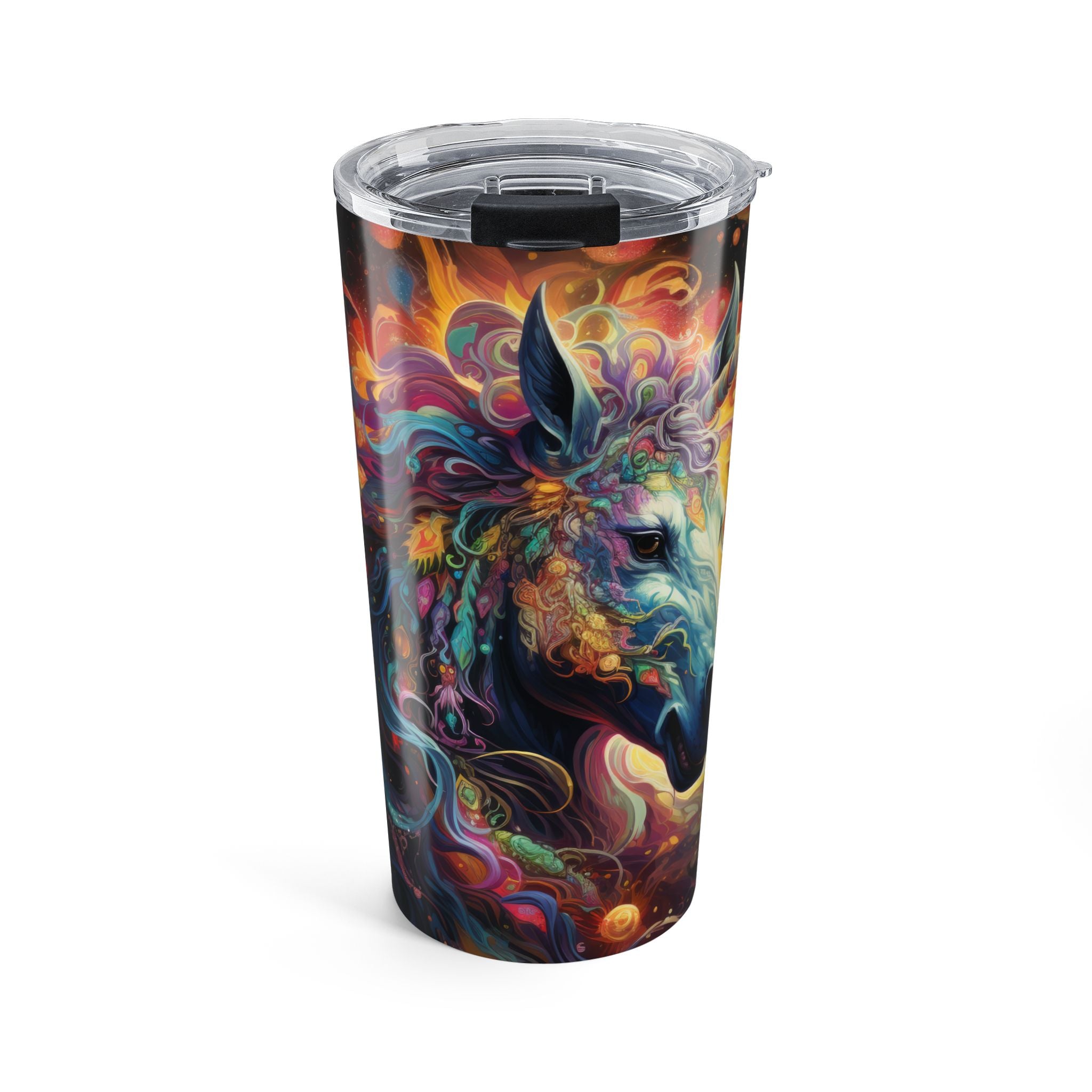 Colorful tumbler with a unicorn design 