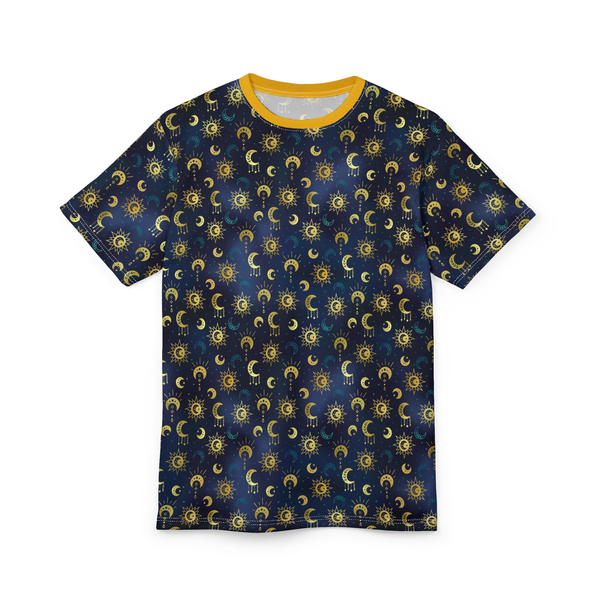 T-shirt with celestial pattern on a navy background