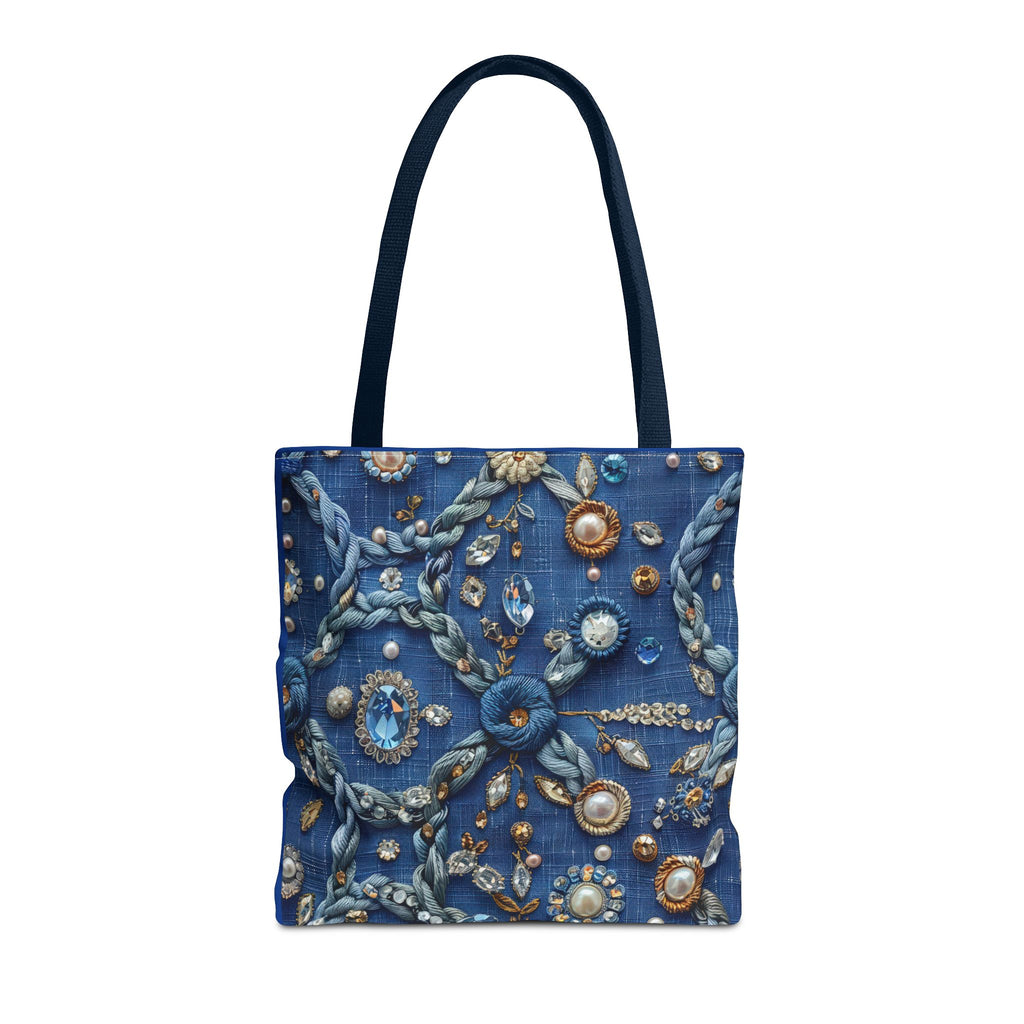 Bohemian Embellished Pattern Tote Bag | Ornate Pearl & Gem Print