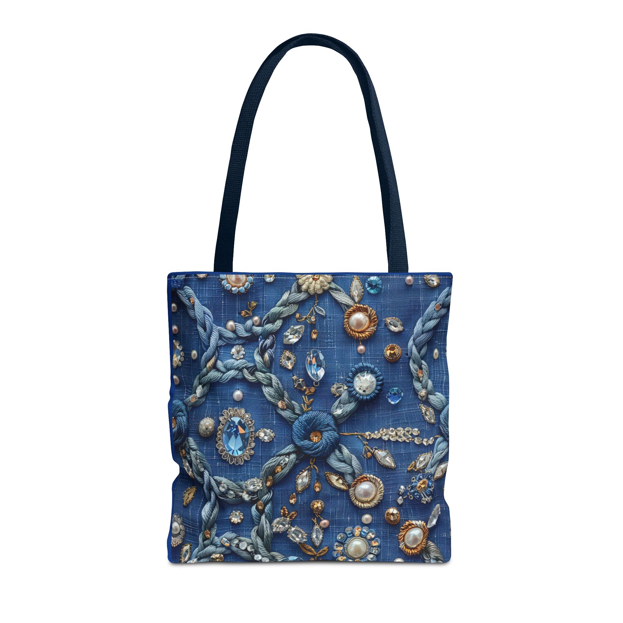 Bohemian Embellished Pattern Tote Bag | Ornate Pearl & Gem Print