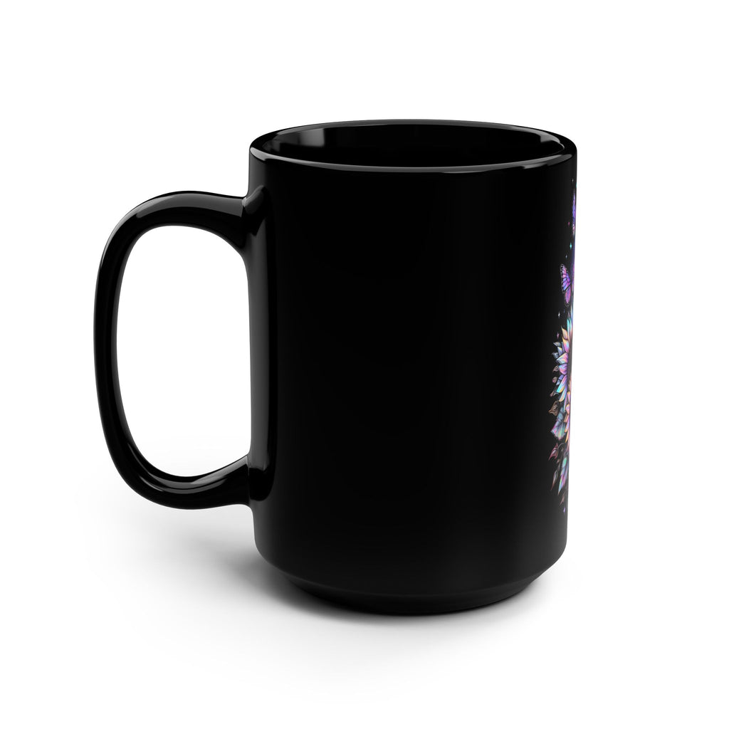 Back up of Black mug with a colorful witch design and 'Bad Witch Vibes' text on a black background