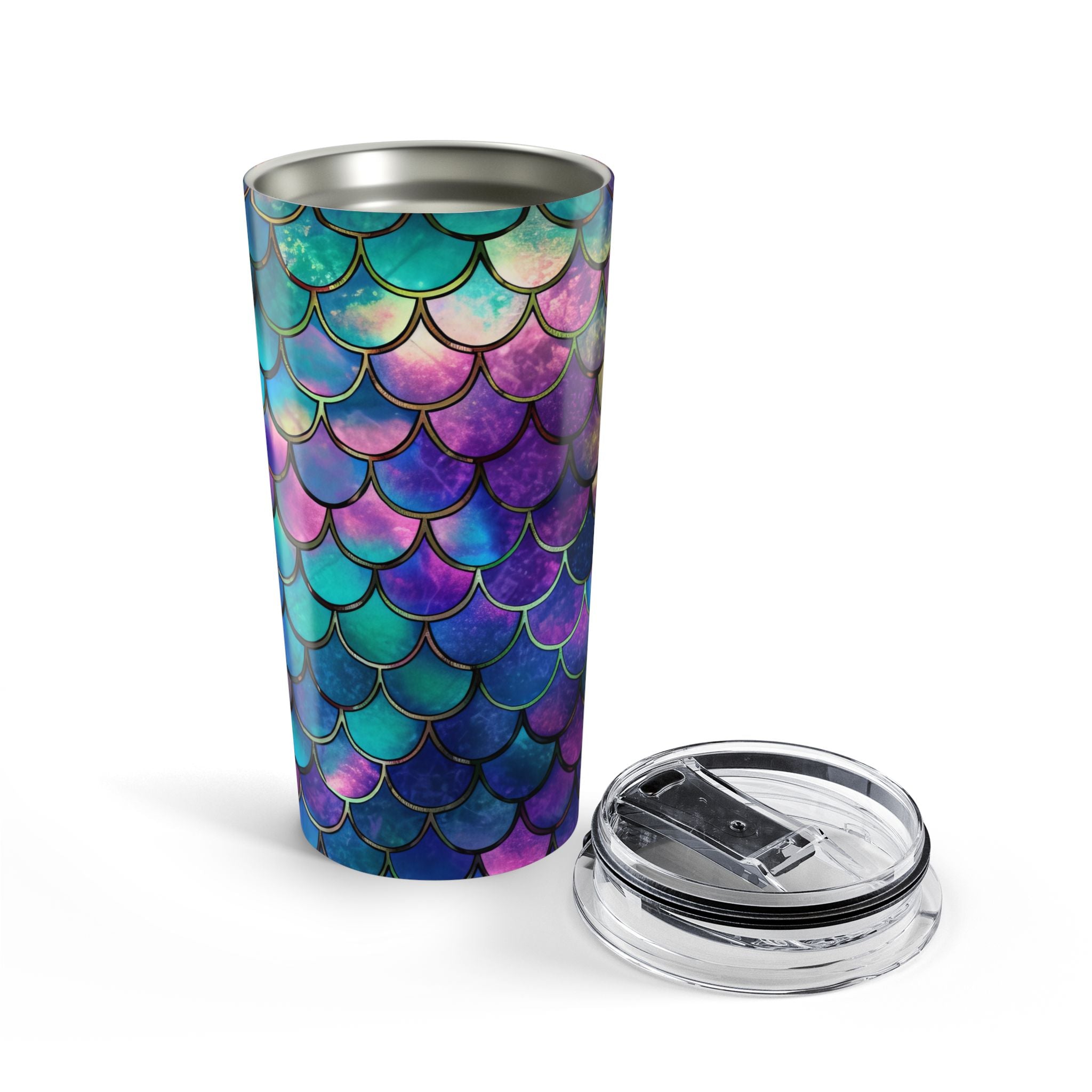 Tumbler with mermaid scale pattern