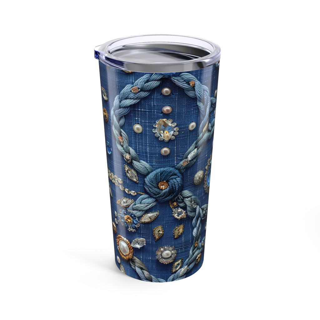 20oz Blue Jewel-Embellished Tumbler