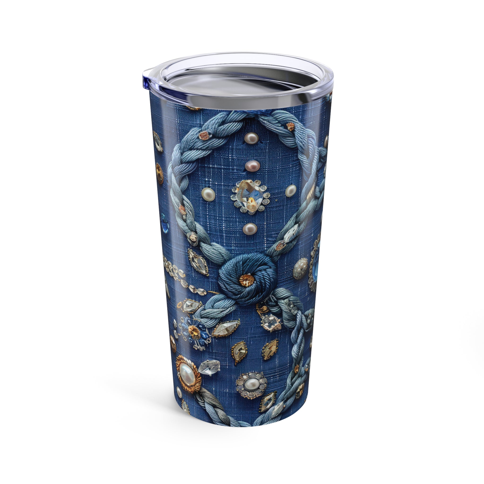 20oz Blue Jewel-Embellished Tumbler
