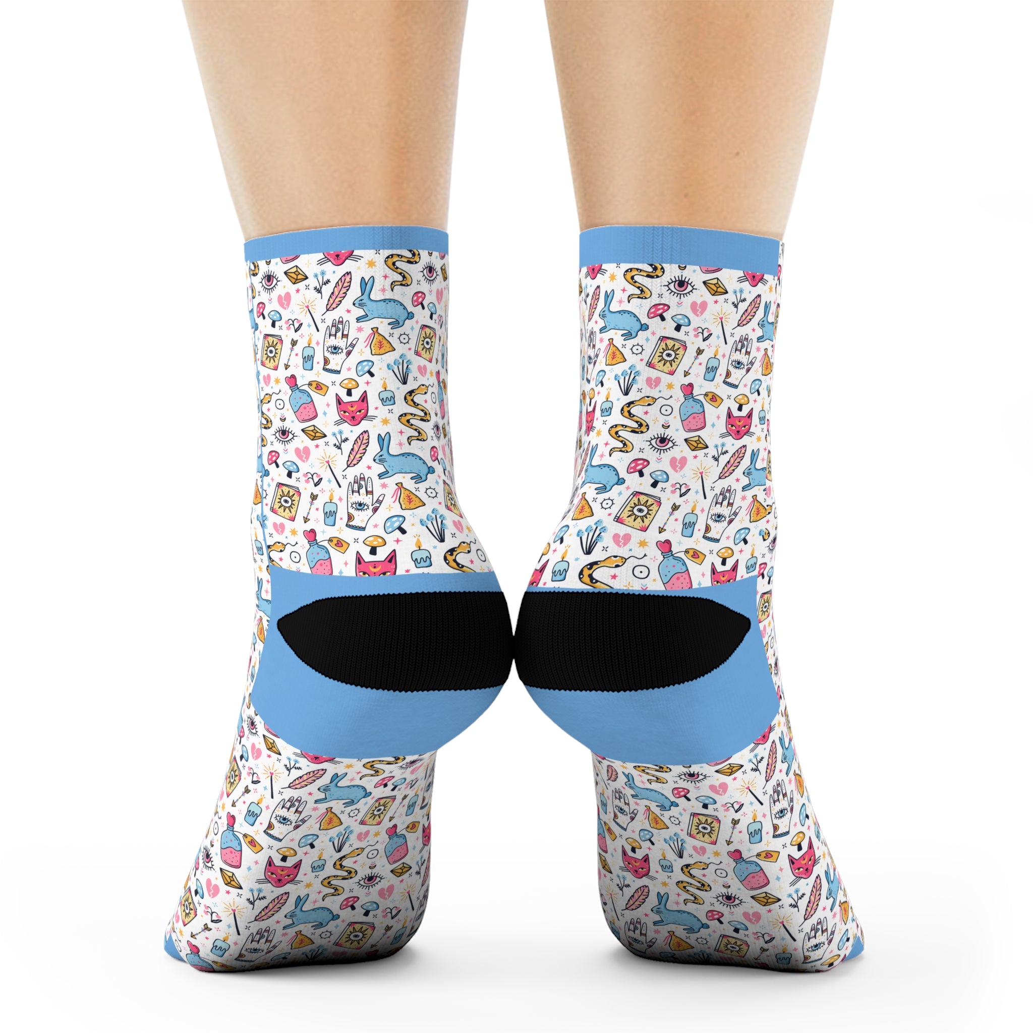 Bunny Magic Crew Socks — Colorful Pet & Toy Pattern