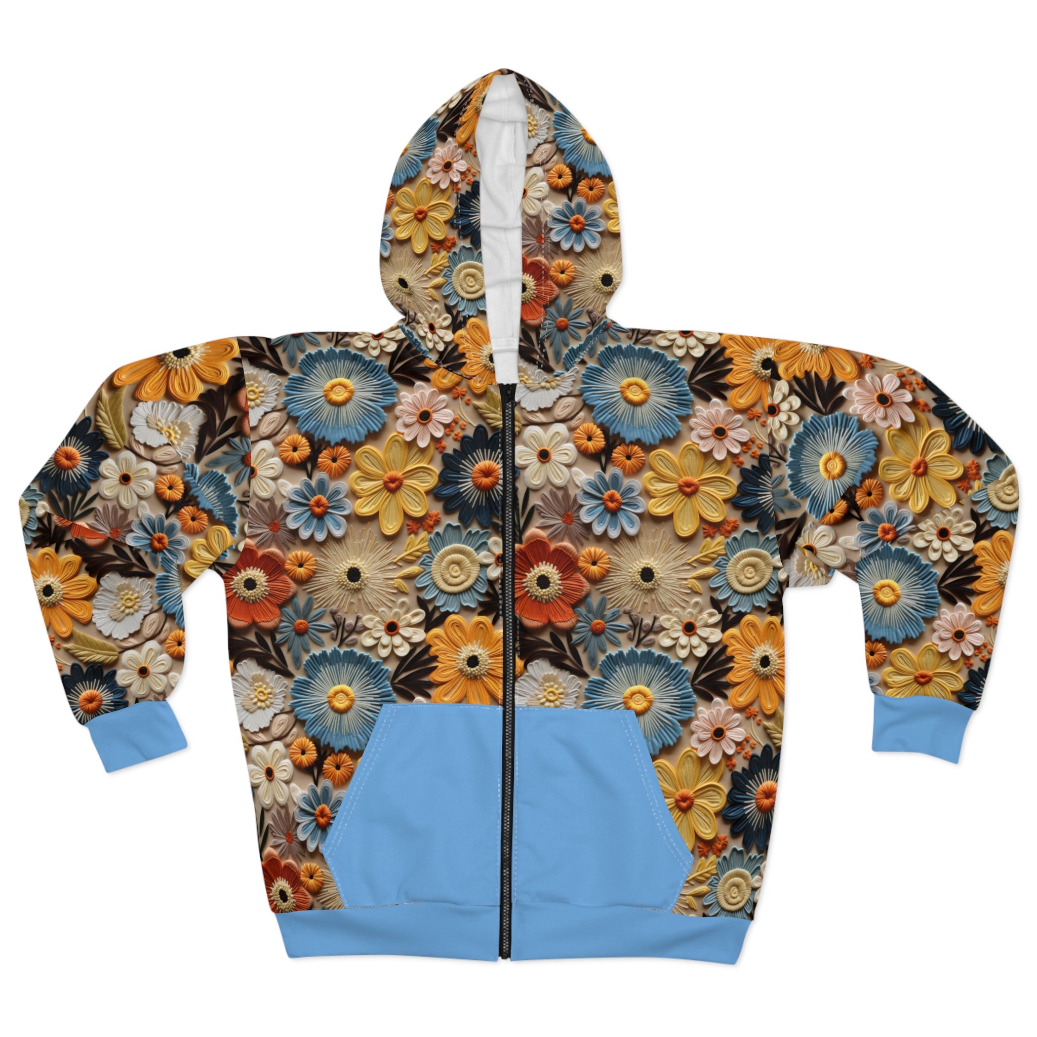Floral hoodies on a white background.