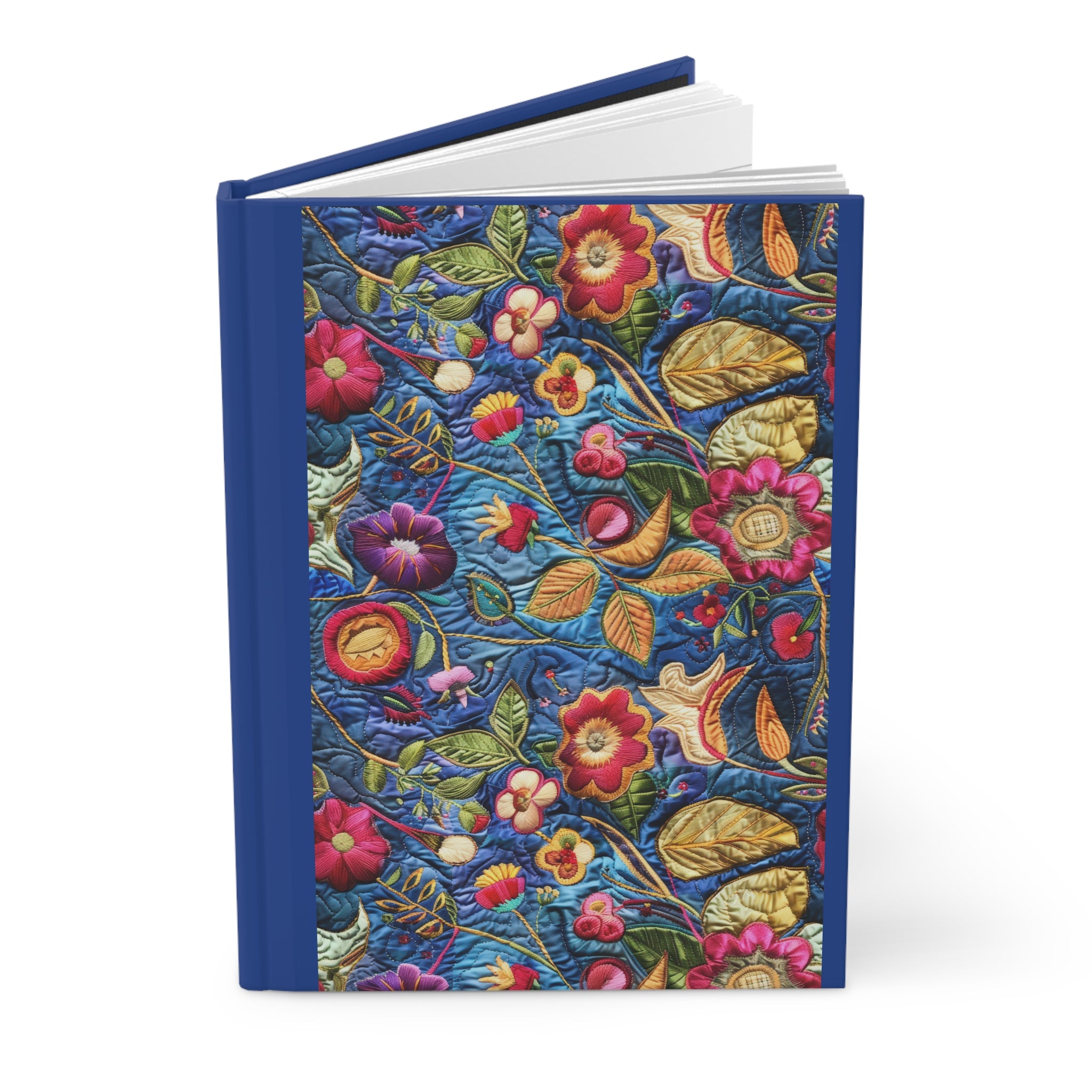 Notebook with floral design on a blue background
