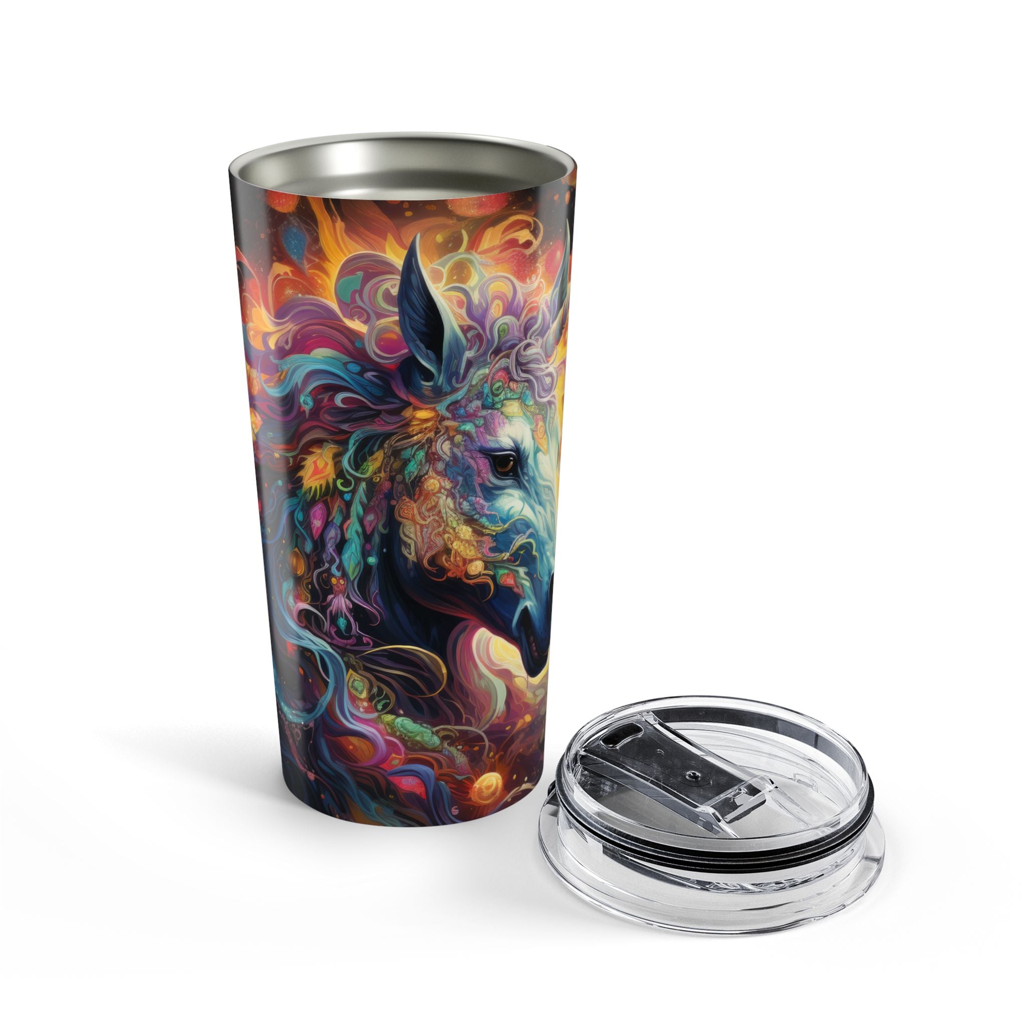 Colorful tumbler with a unicorn design 