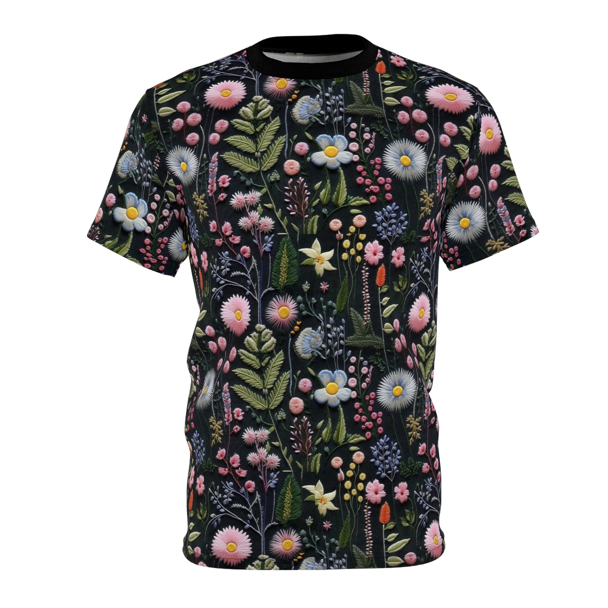 Floral Night Garden Tee — All-Over Print Botanical T-Shirt