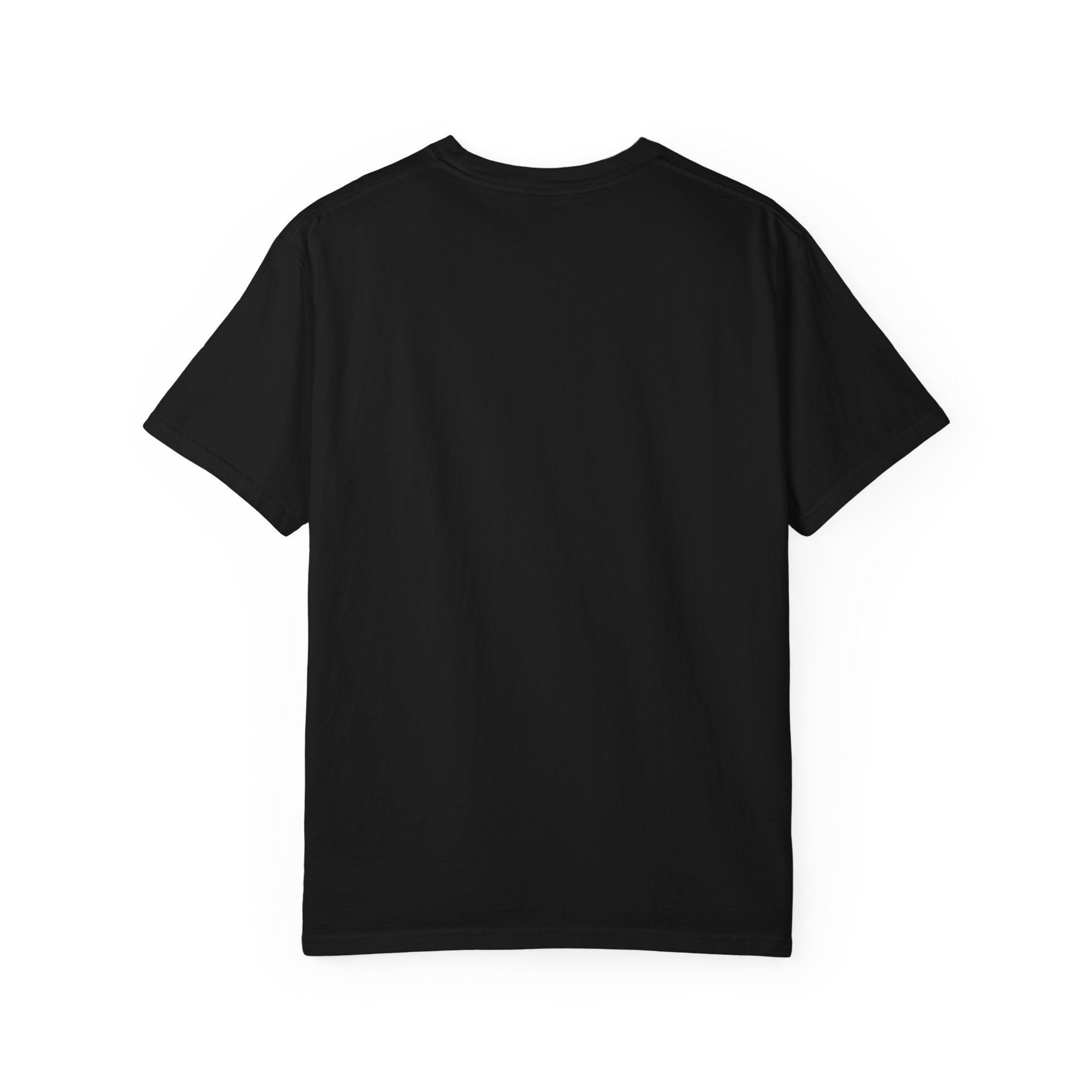 Black t-shirt on a white background