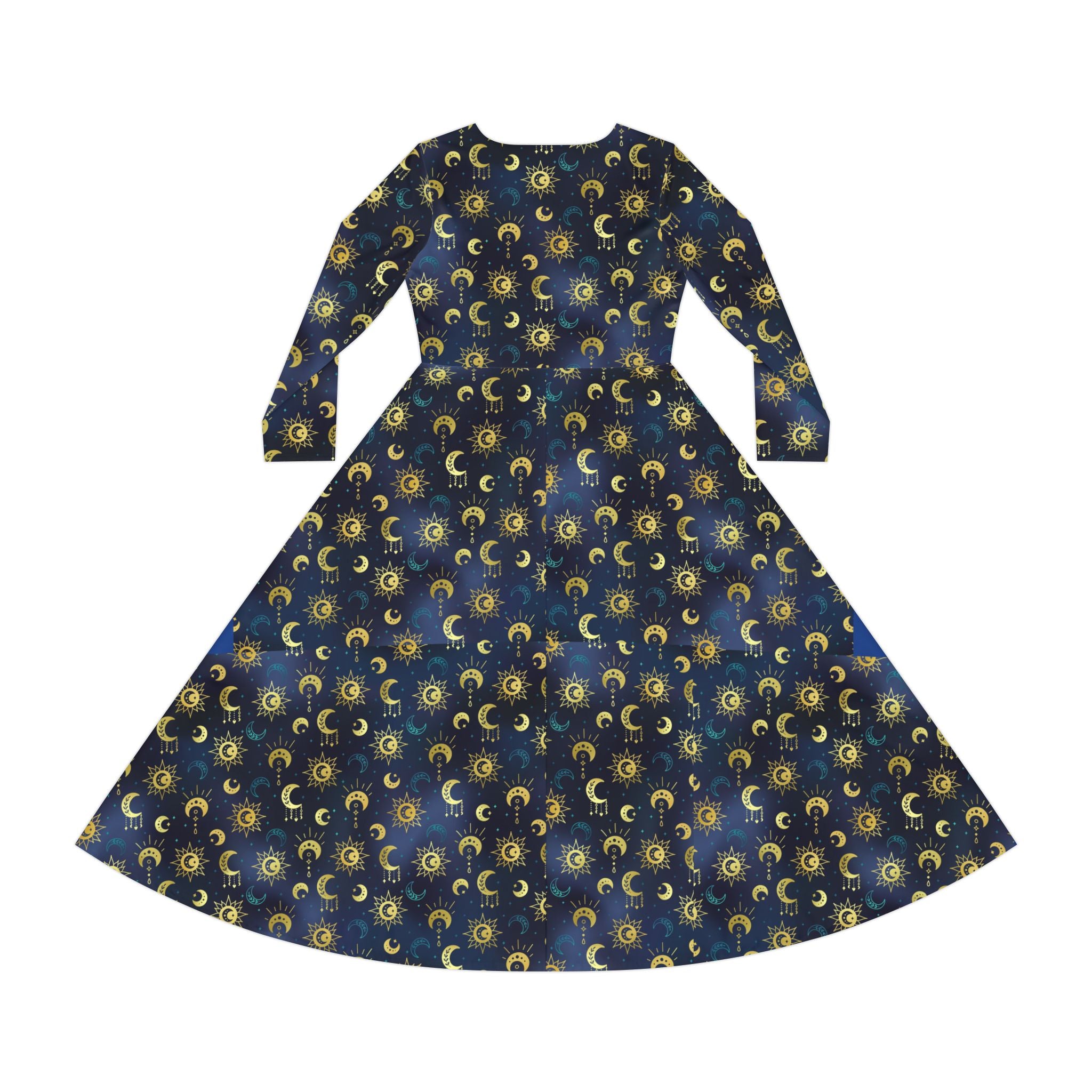 Bohemian Moons Dress - Women's Long Sleeve Midi Dress