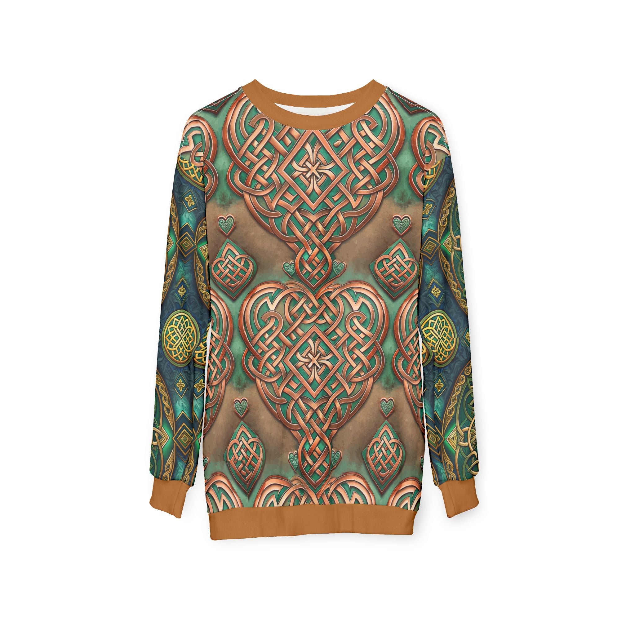 Sweatshirt with Celtic knot design on a white background