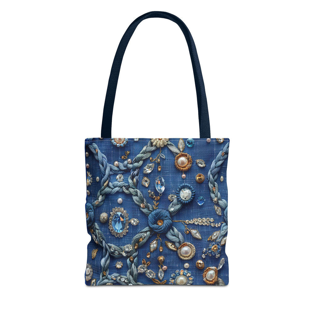 Bohemian Embellished Pattern Tote Bag | Ornate Pearl & Gem Print