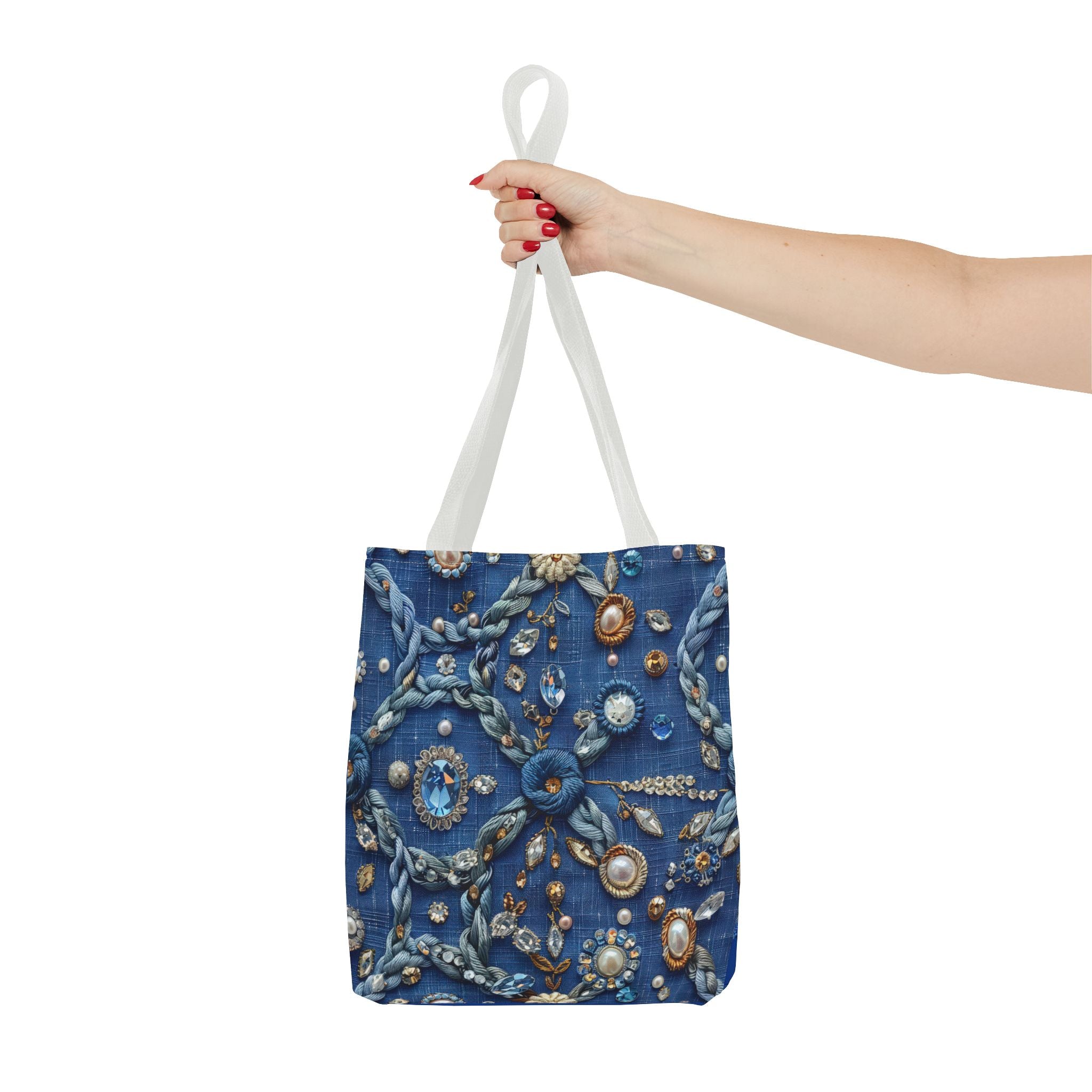 Bohemian Embellished Pattern Tote Bag | Ornate Pearl & Gem Print