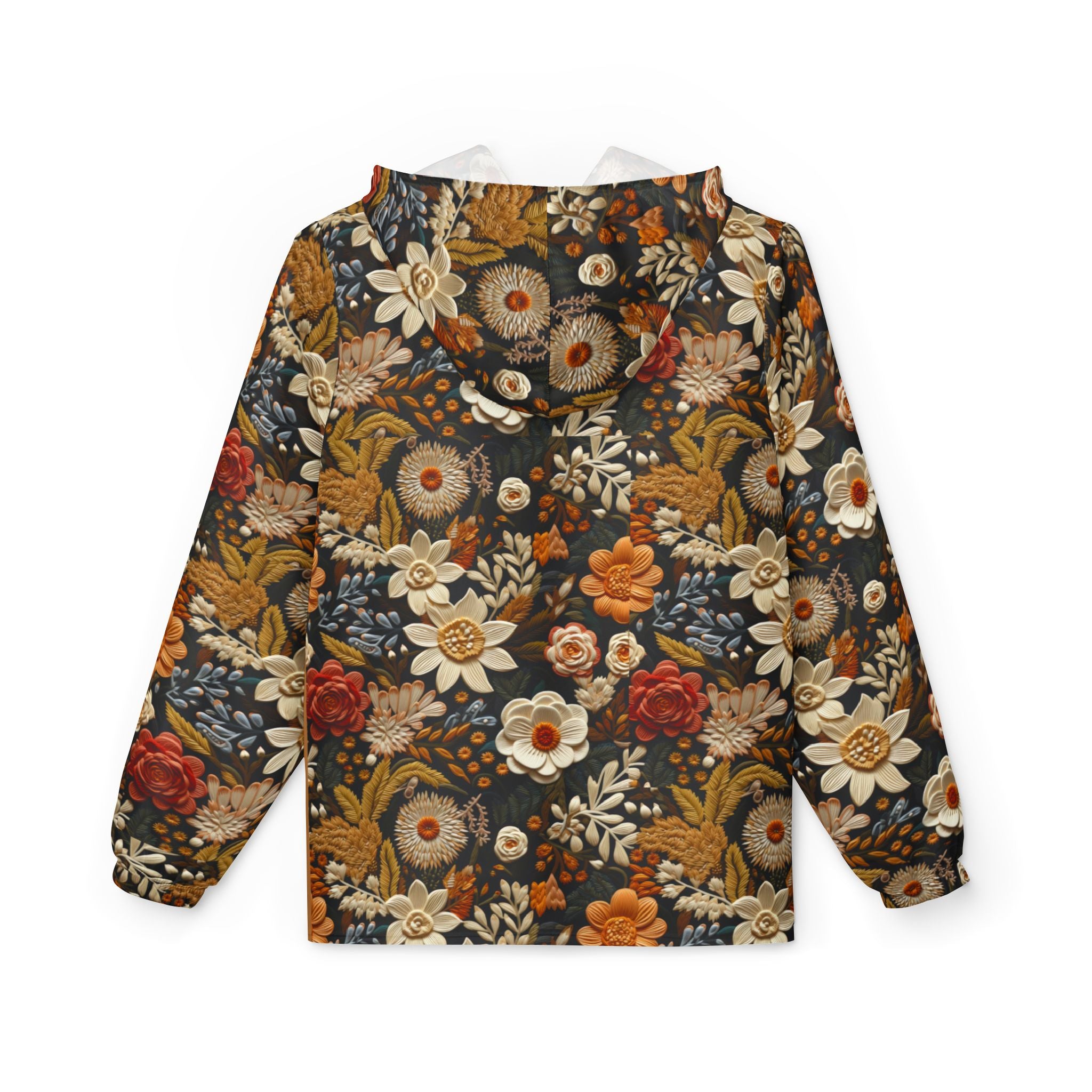 Floral hoodie on a white background.