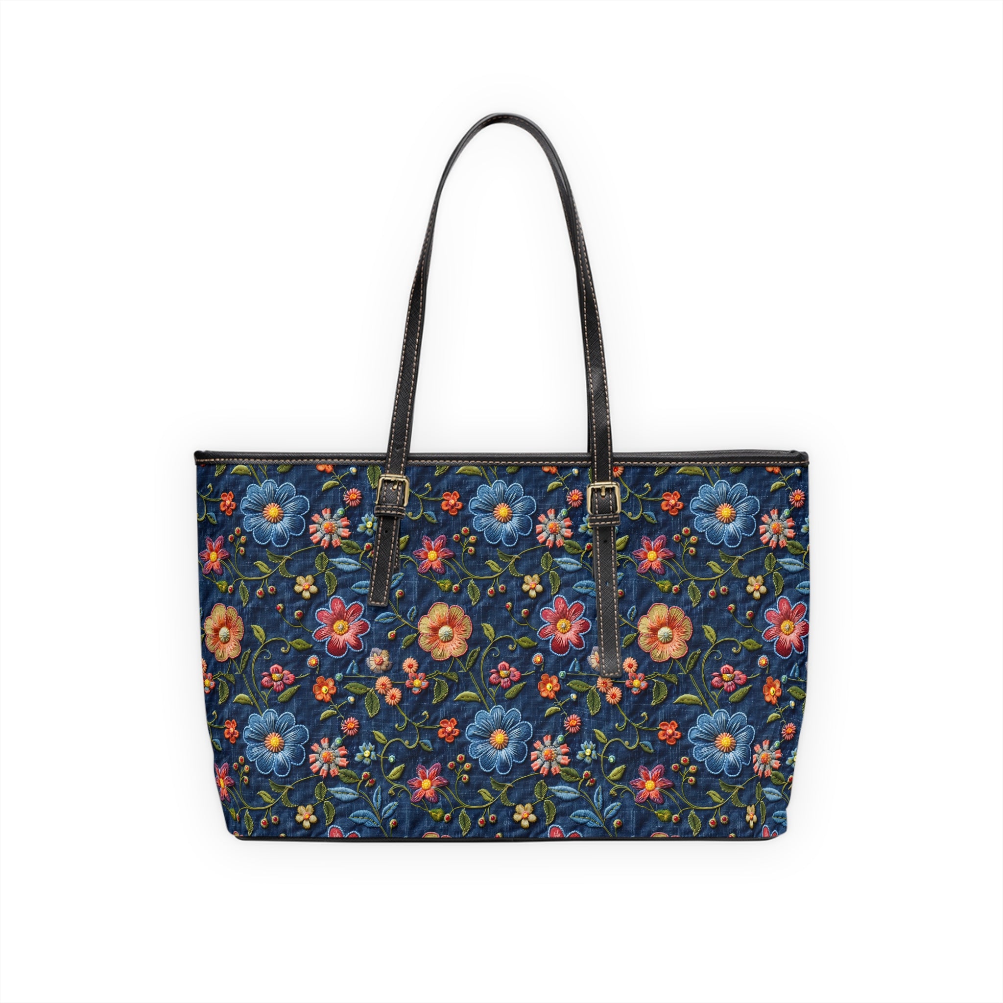 Floral-patterned handbag on a white background