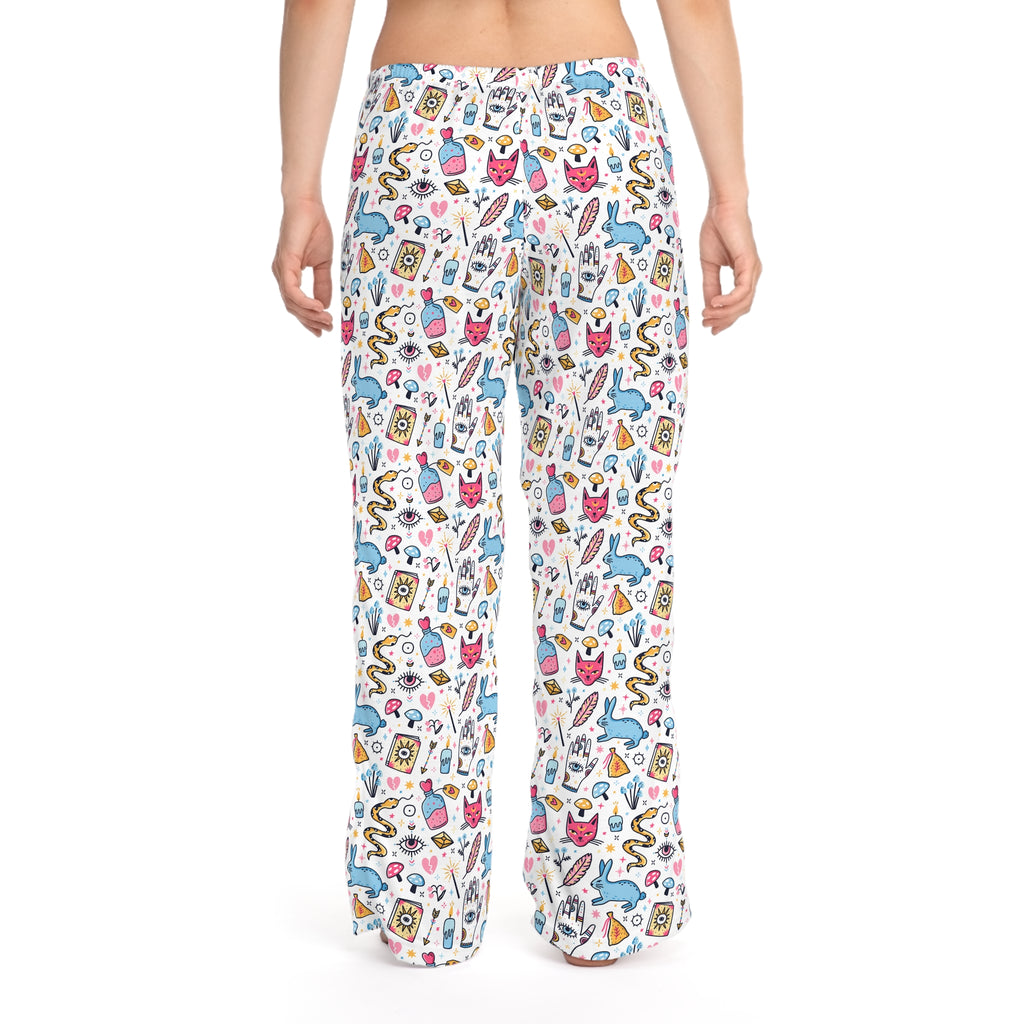 Bunny Magic Women’s Pajama Pants — Cute Cozy All-Over Print Sleep Lounge Pants (Whimsical Doodle Pattern)