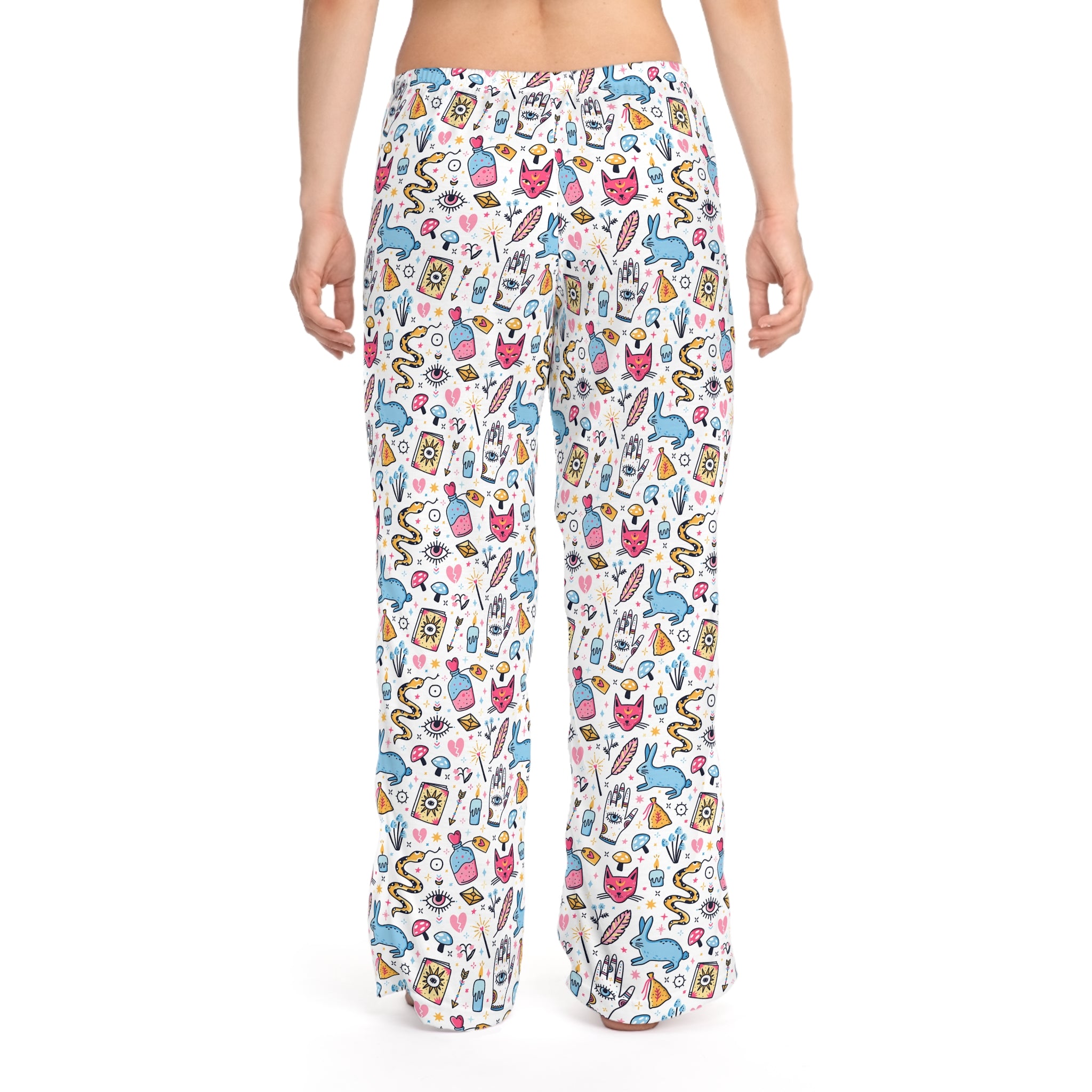 Bunny Magic Women’s Pajama Pants — Cute Cozy All-Over Print Sleep Lounge Pants (Whimsical Doodle Pattern)