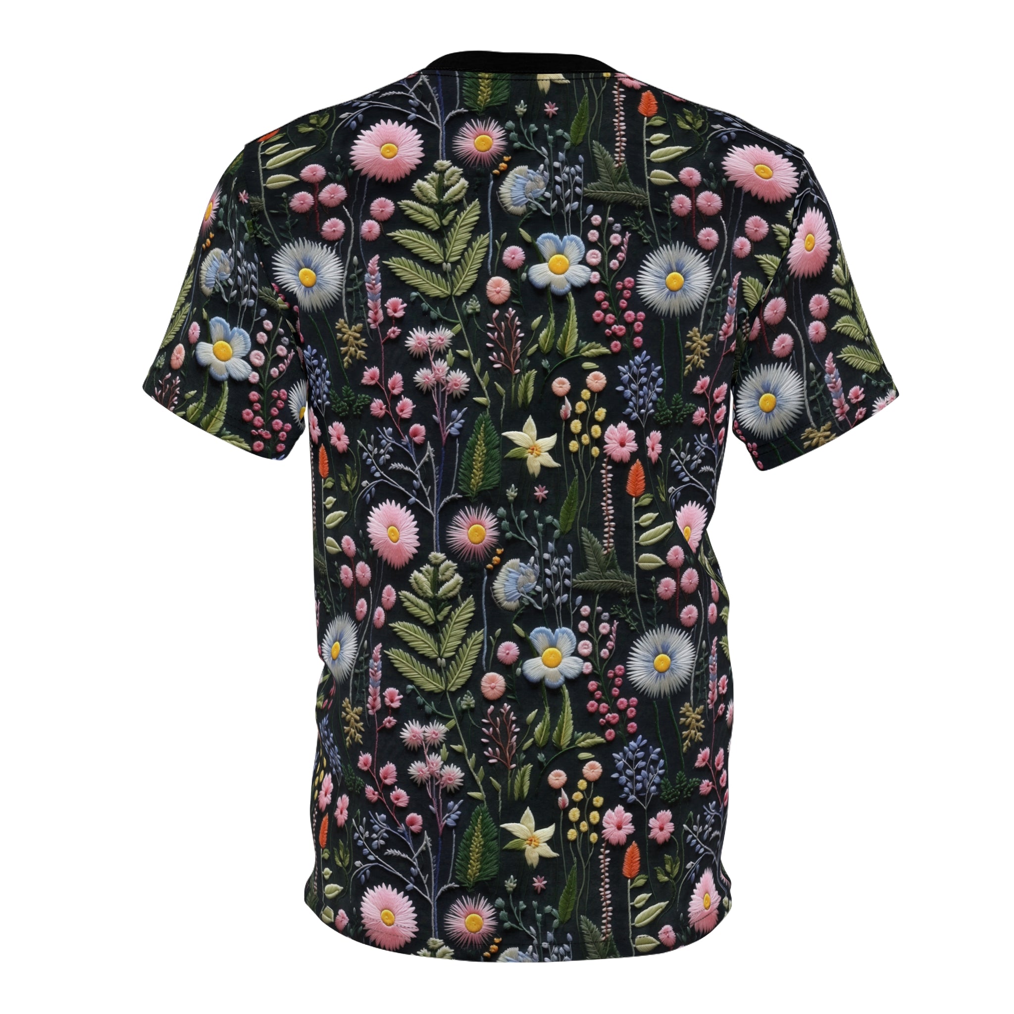 Floral Night Garden Tee — All-Over Print Botanical T-Shirt